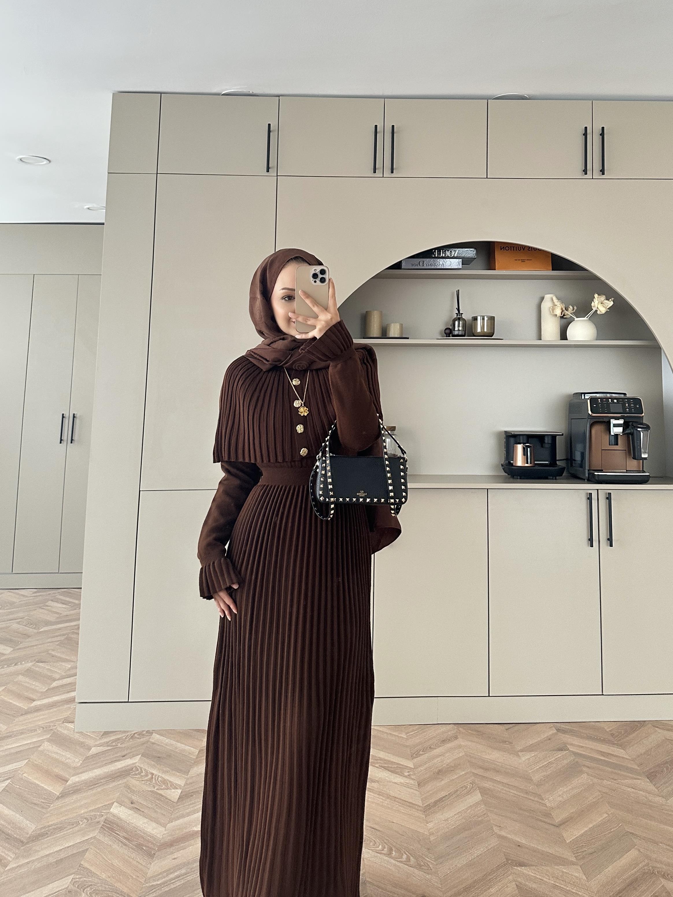 Wayne Triko Elbise Acı Kahve