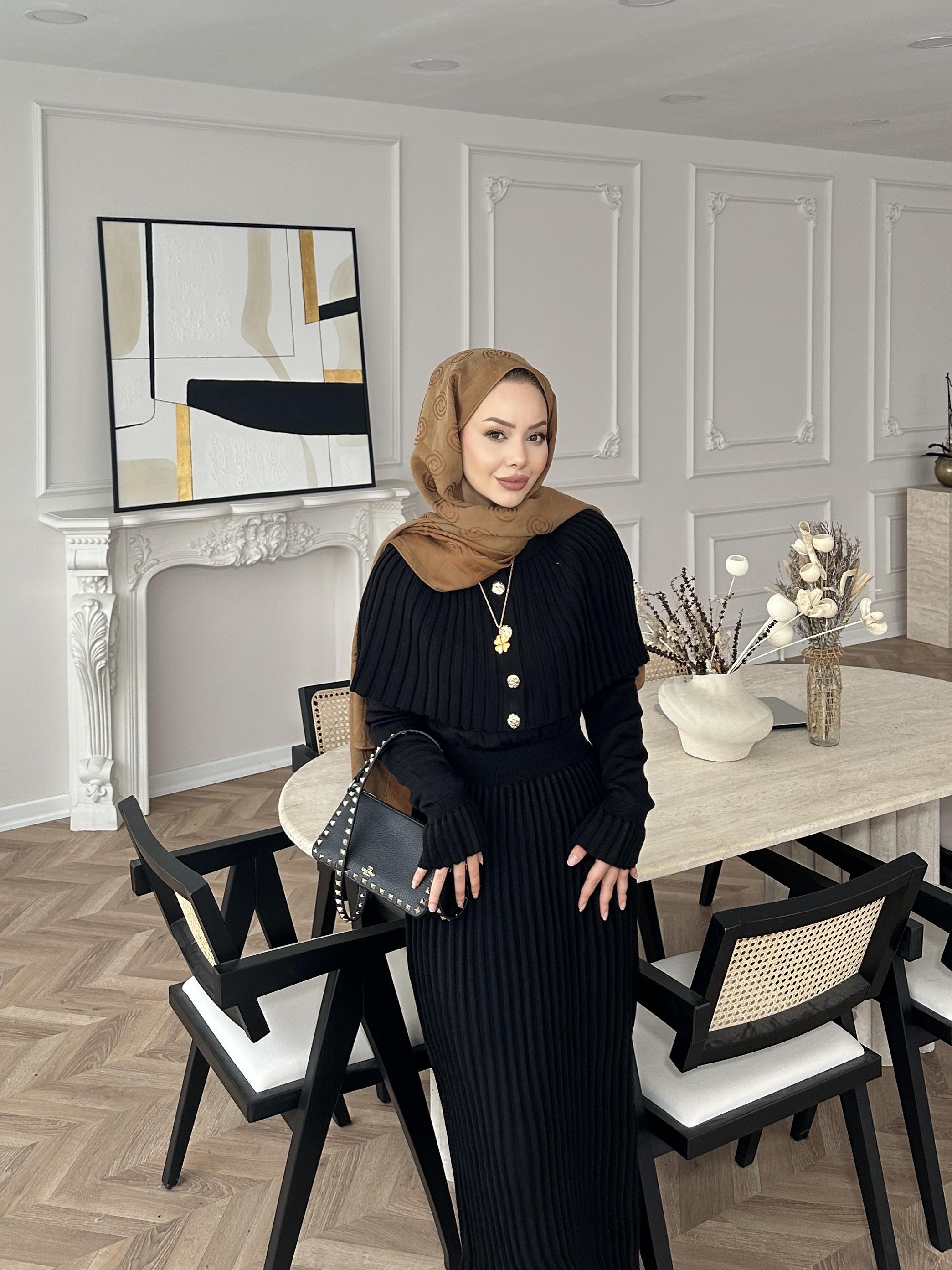 Wayne Triko Elbise Siyah