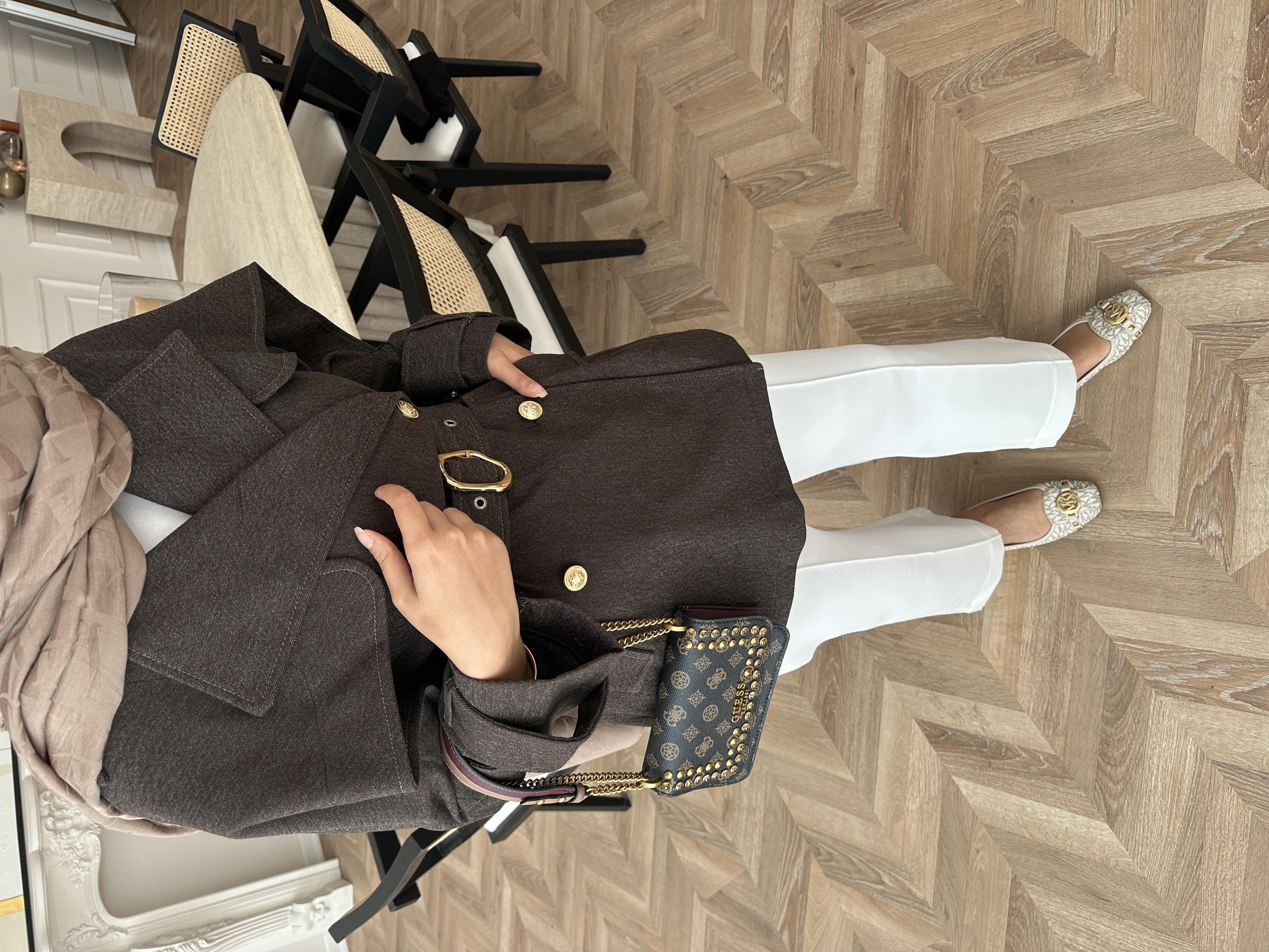 Yarasa Kollu Kot Ceket Kahverengi