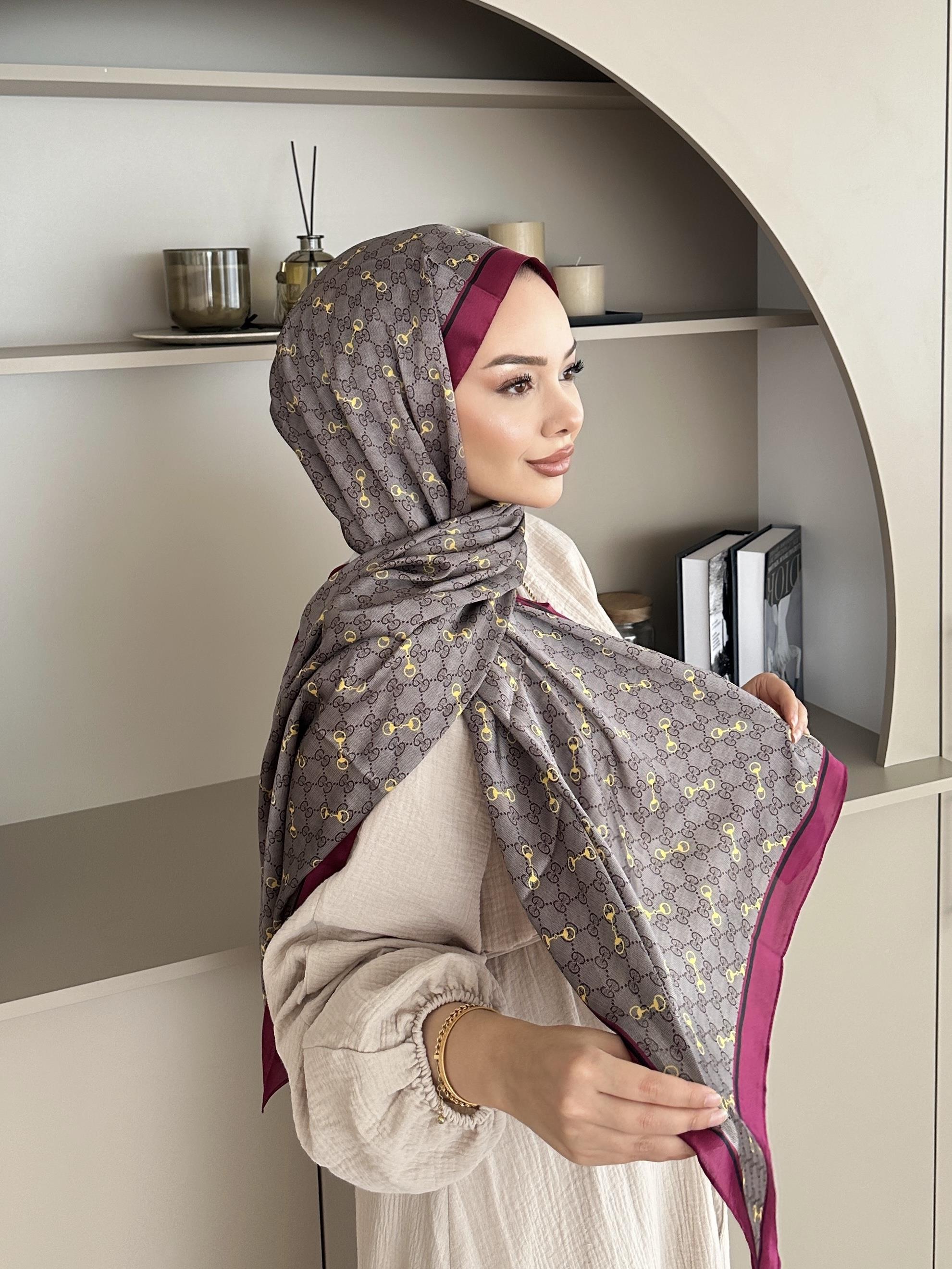 Zincir Desen İthal İpek Vual Şal Vişne Çürüğü