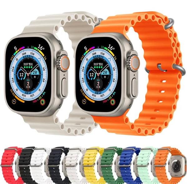  Apple Watch Kordon 1 2 3 4 5 6 7 8 Se Ultra Serisi Uyumlu Ocean Silikon Spor Kayış