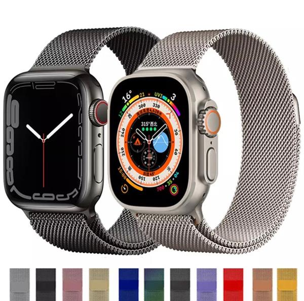 Apple Watch Uyumlu Hasır Örgü Metal Mıknatıslı Kordon