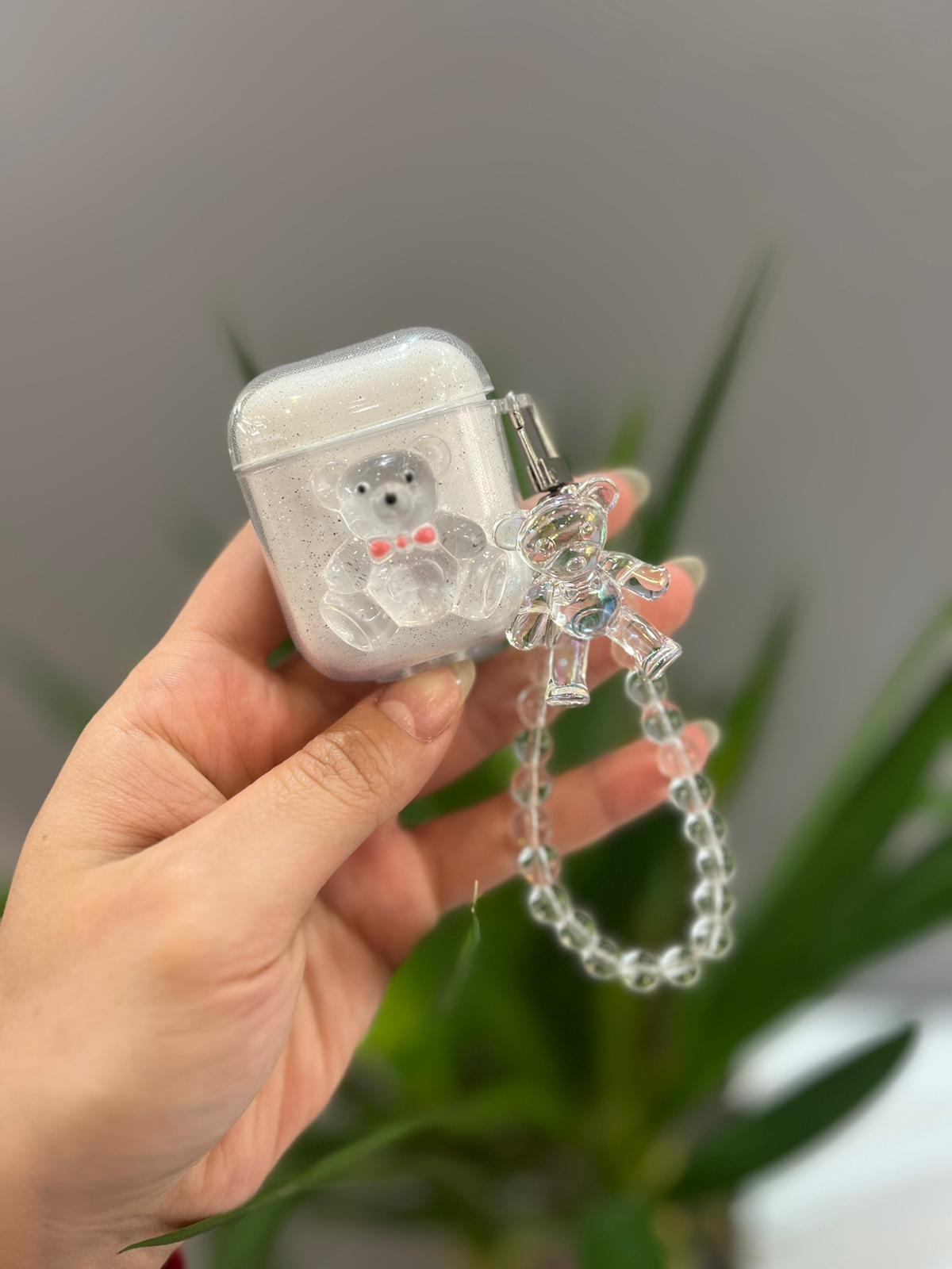 Airpods Kılıf 2.Nesil Uyumlu Sevimli Ayıcıklı Boncuk Askılı Koruyucu Kılıf