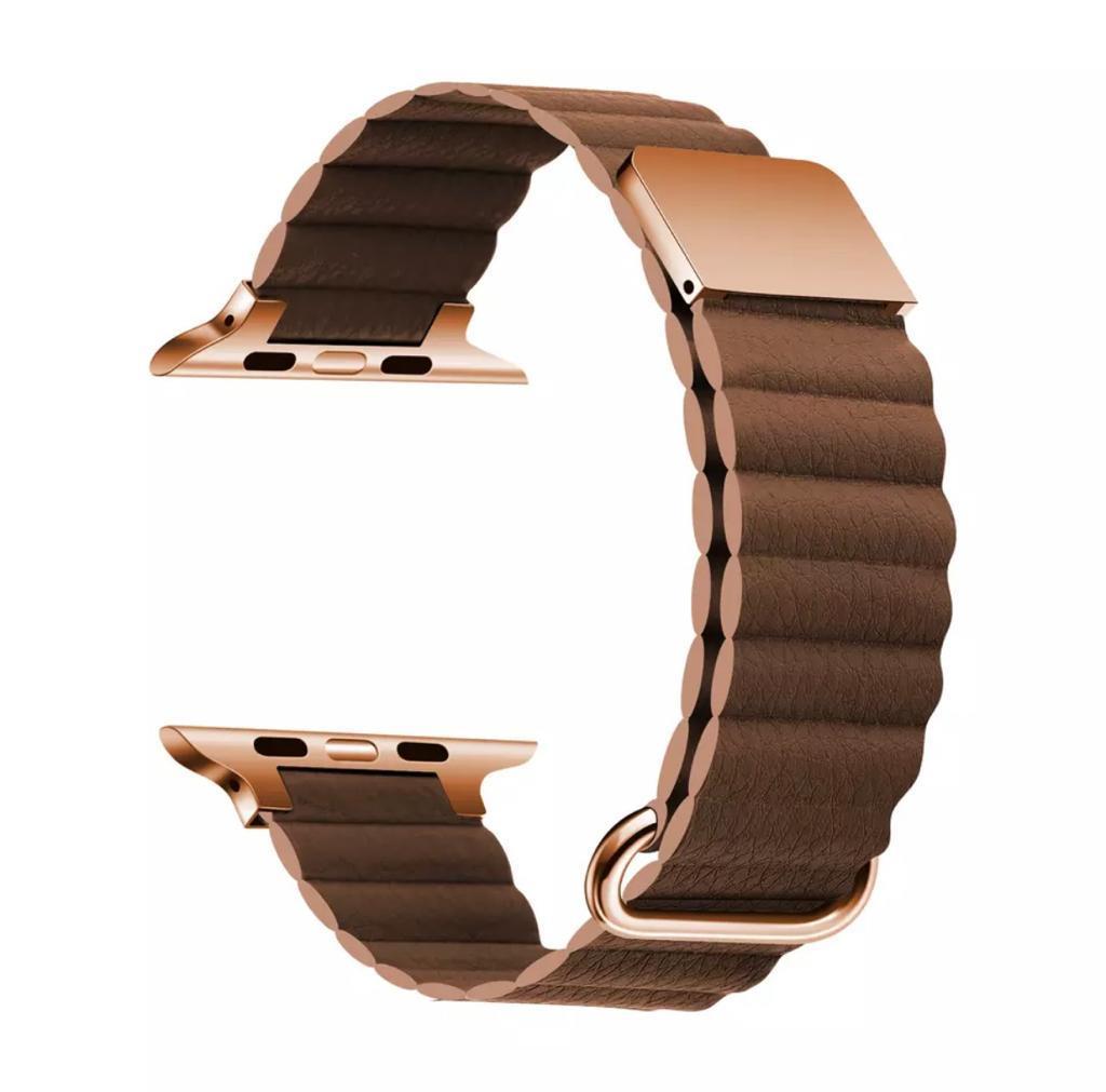 Apple Watch Uyumlu 2 3 4 5 6 7 8 Ultra Seri 42 / 44 / 45 / 49 MM Uyumlu Manyetik Baklalı Deri Kayış Kordon