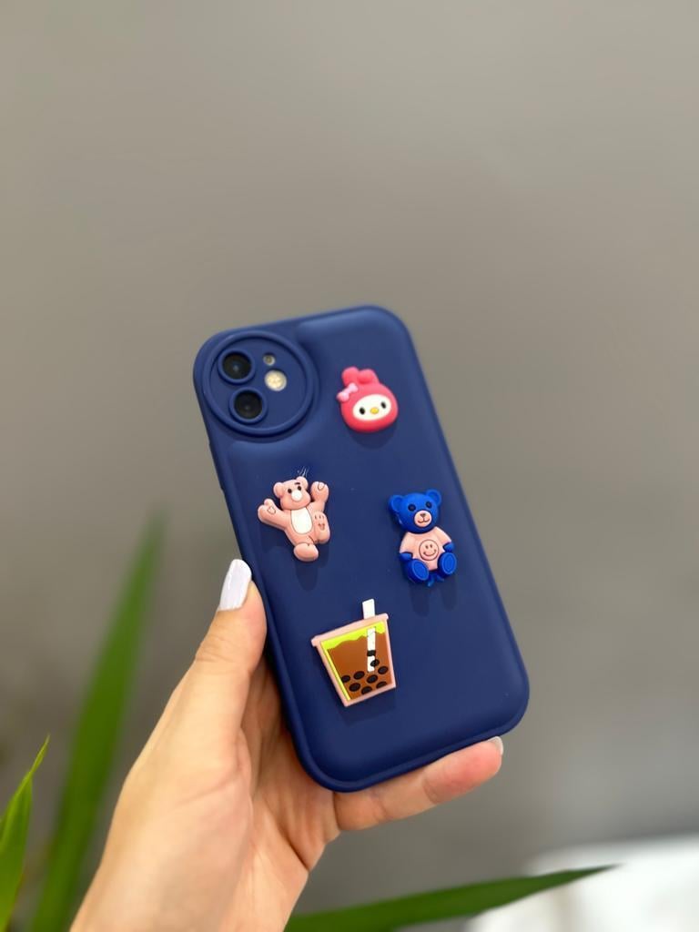 Iphone Uyumlu Ayıcıklı Sevimli Puf Kılıf Lacivert