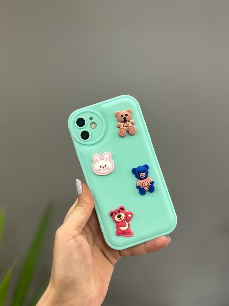 Iphone Uyumlu Ayıcıklı Sevimli Puf Kılıf Yeşil