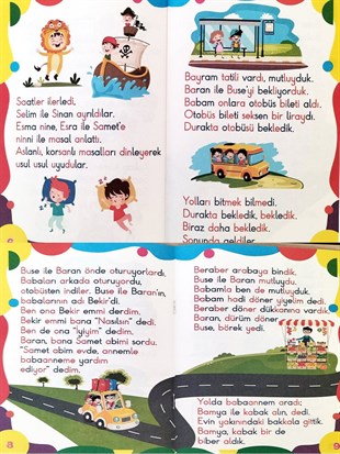 Harika Çocuk İlk Okuma Seti - 1. Sınıf, Dik Temel Harfli, Renkli Heceli Elakin