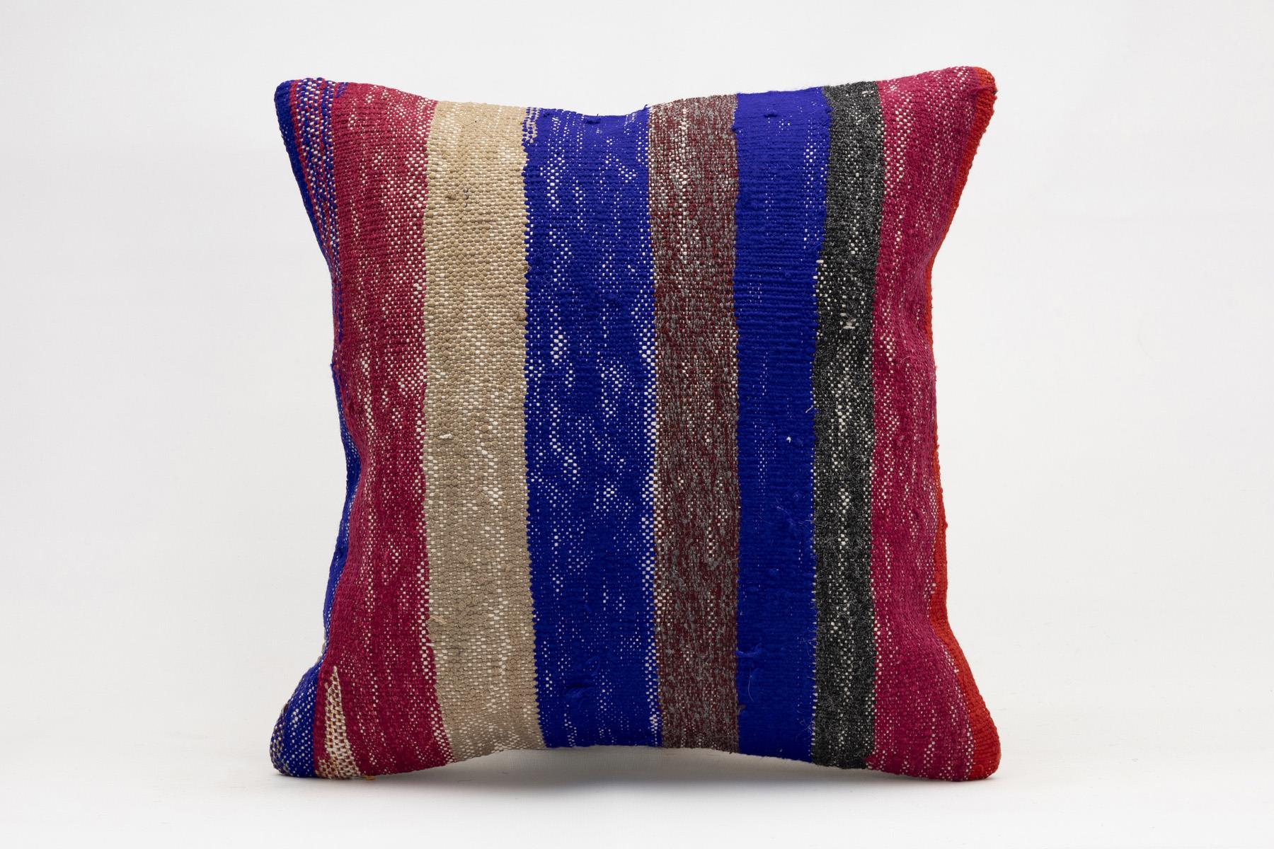 18x18 inches (45x45 cm) Kilim Pillow | KILIM WHOLESALE - Vintage Handmade Pillows - Vintage Handmade Kilim Rugs - It is 100% wool. Artistic and historical rugs. Old handwoven rugs. - Online hand woven rugs and kilim cushions sales. Shipping to a