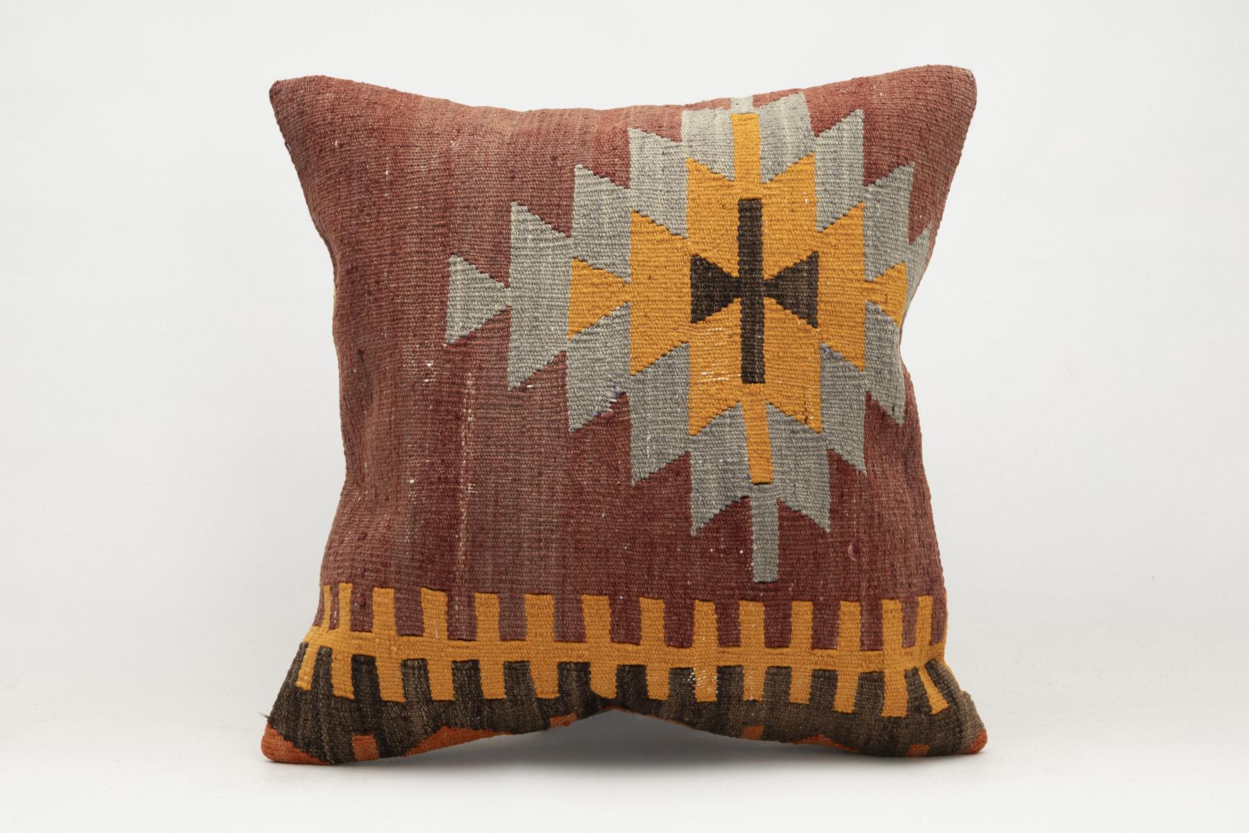 20x20 inches (50x50 cm) Kilim Pillow | KILIM WHOLESALE - Vintage Handmade Pillows - Vintage Handmade Kilim Rugs - It is 100% wool. Artistic and historical rugs. Old handwoven rugs. - Online hand woven rugs and kilim cushions sales. Shipping to a