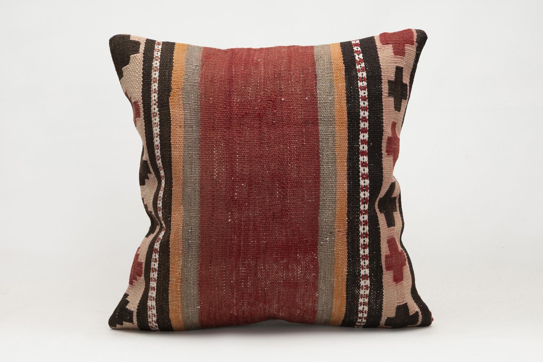 20x20 inches (50x50 cm) Kilim Pillow | KILIM WHOLESALE - Vintage Handmade Pillows - Vintage Handmade Kilim Rugs - It is 100% wool. Artistic and historical rugs. Old handwoven rugs. - Online hand woven rugs and kilim cushions sales. Shipping to a
