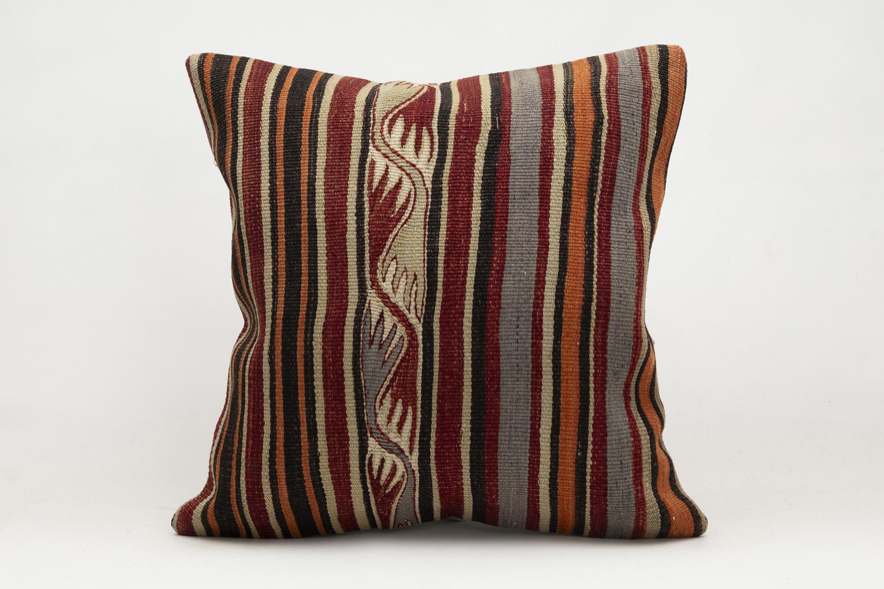 20x20 inches (50x50 cm) Kilim Pillow | KILIM WHOLESALE - Vintage Handmade Pillows - Vintage Handmade Kilim Rugs - It is 100% wool. Artistic and historical rugs. Old handwoven rugs. - Online hand woven rugs and kilim cushions sales. Shipping to a