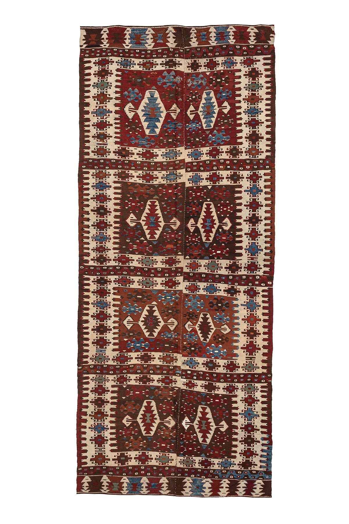 Sivas Kilim Rug (2.5 x 6.6 ft) | KILIM WHOLESALE - Vintage Handmade Pillows - Vintage Handmade Kilim Rugs - It is 100% wool. Artistic and historical rugs. Old handwoven rugs. - Online hand woven rugs and kilim cushions sales. Shipping to all ove