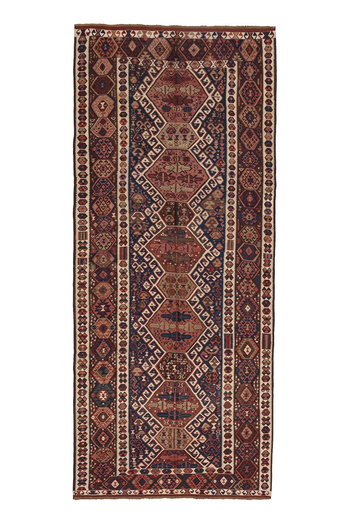 Sivas Kilim Rug (2.5 x 6.6 ft) | KILIM WHOLESALE - Vintage Handmade Pillows - Vintage Handmade Kilim Rugs - It is 100% wool. Artistic and historical rugs. Old handwoven rugs. - Online hand woven rugs and kilim cushions sales. Shipping to all ove