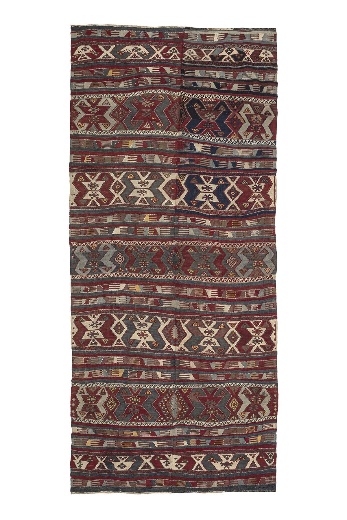 Sivas Kilim Rug (2.5 x 6.6 ft) | KILIM WHOLESALE - Vintage Handmade Pillows - Vintage Handmade Kilim Rugs - It is 100% wool. Artistic and historical rugs. Old handwoven rugs. - Online hand woven rugs and kilim cushions sales. Shipping to all ove