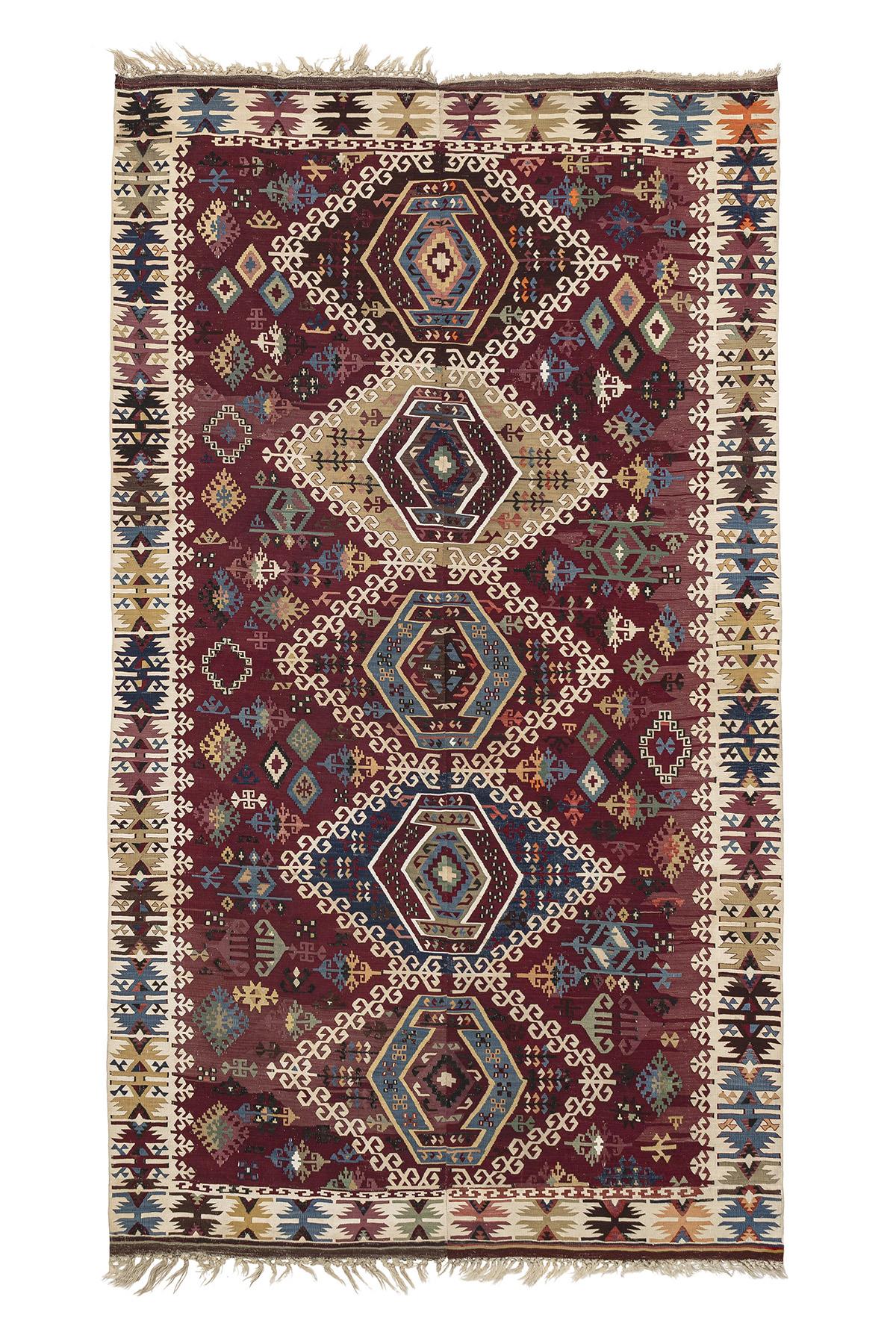 Sivas Kilim Rug (2.5 x 6.6 ft) | KILIM WHOLESALE - Vintage Handmade Pillows - Vintage Handmade Kilim Rugs - It is 100% wool. Artistic and historical rugs. Old handwoven rugs. - Online hand woven rugs and kilim cushions sales. Shipping to all ove