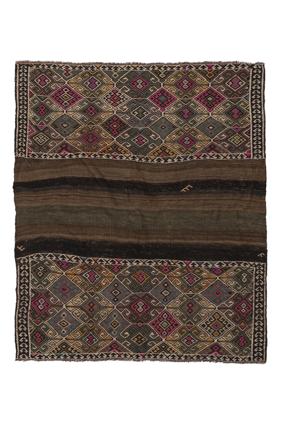 Bayburt Kilim Rug (3.78 x 4.28 ft)
