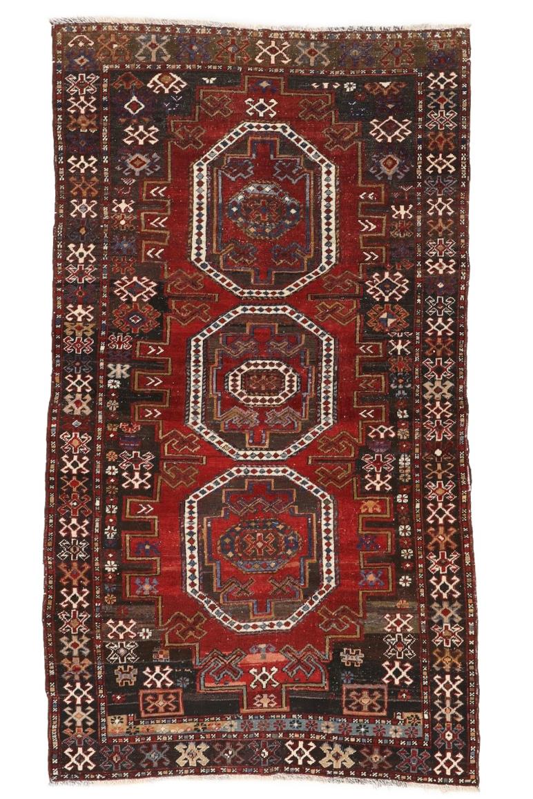 Decorative Vintage Caucasian Rug - 3`7