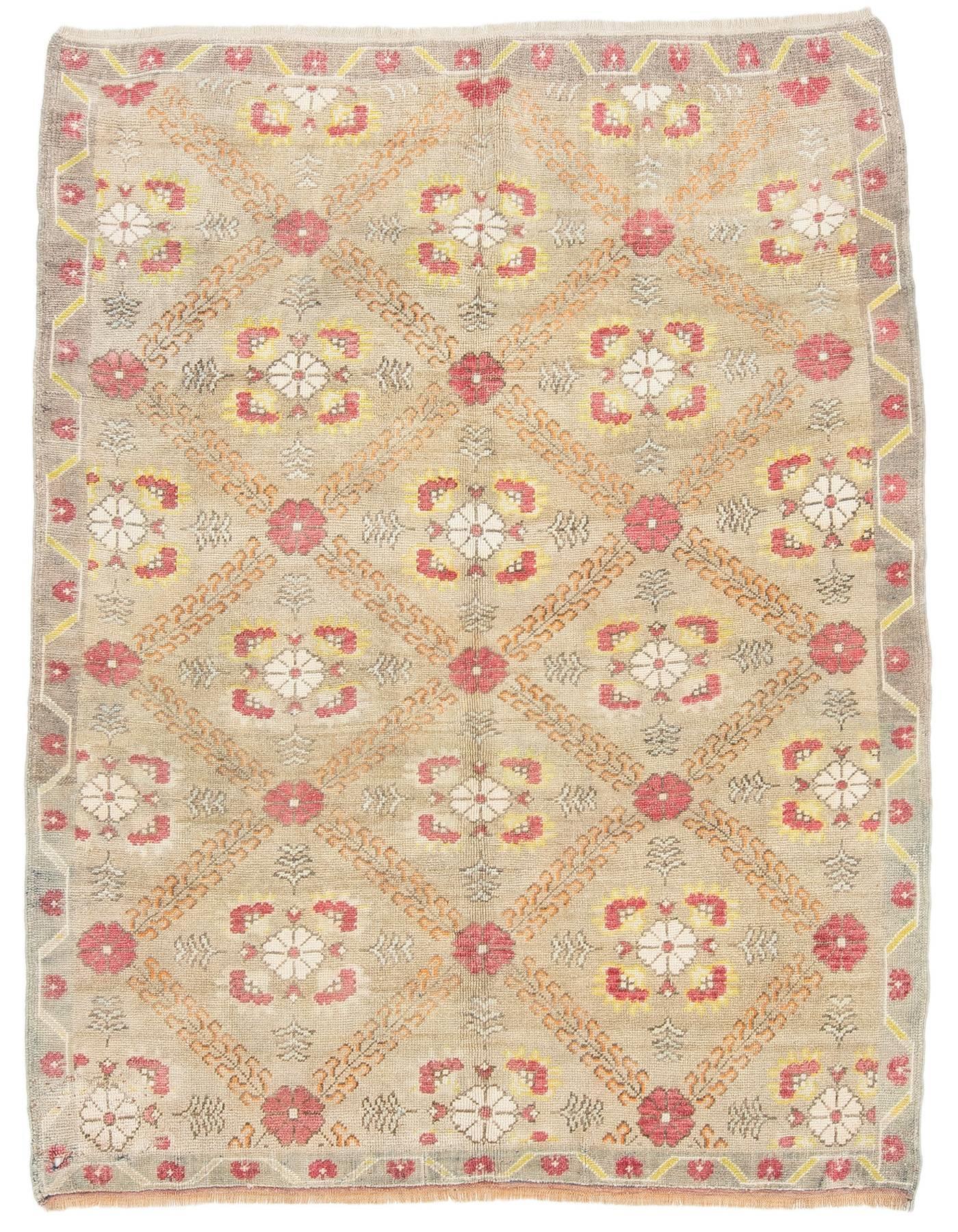 1960s Unique Vintage Turkish Rug - 5`9