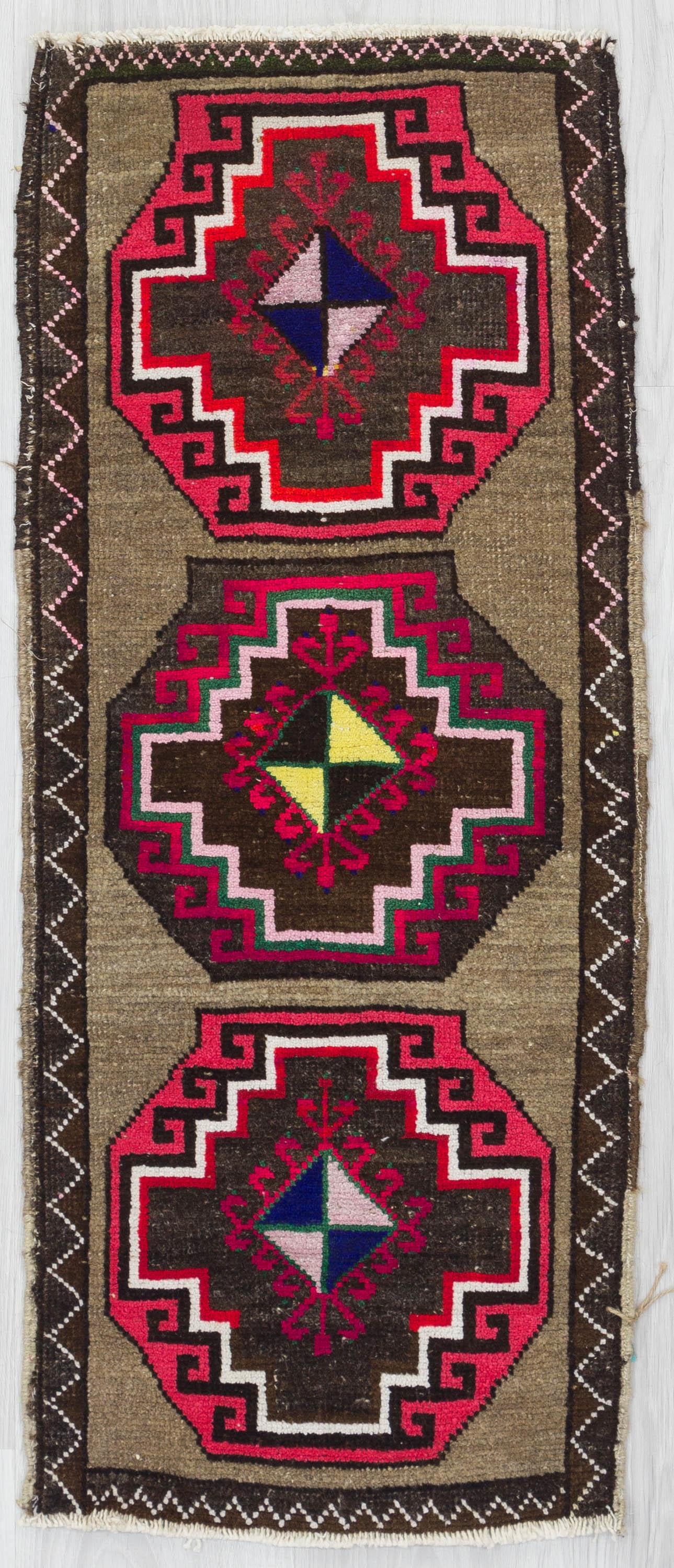 Decorative Vintage Turkish Mini Rug