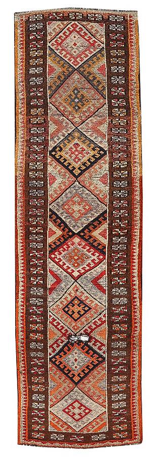 Decorative Vintage Wool Runner - 2`10