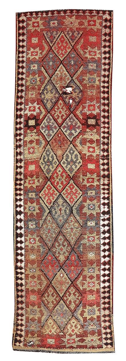 Decorative Vintage Wool Runner - 2`6