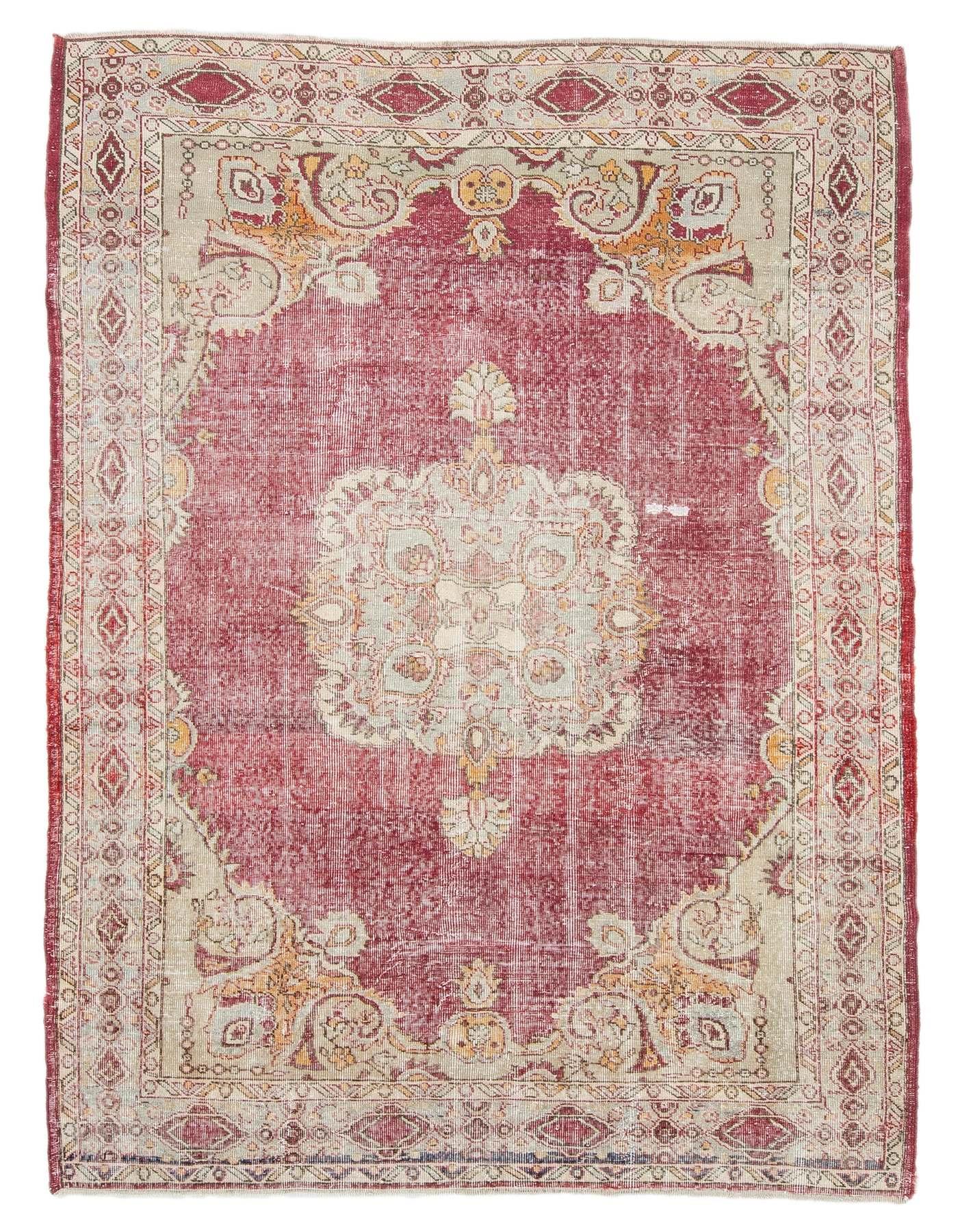 Distressed Vintage Turkish Oushak Rug - 5`11
