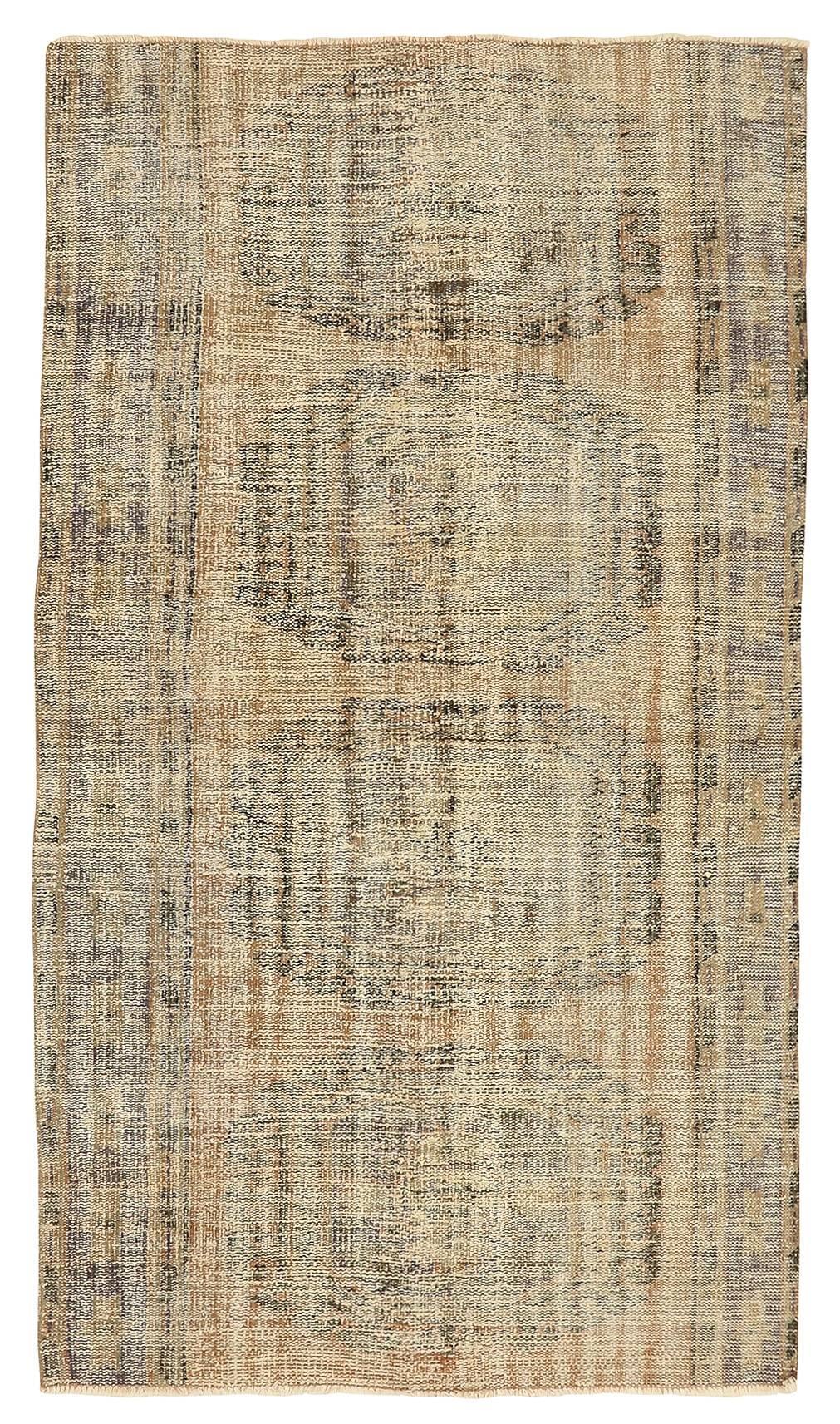 Distressed Vintage Turkish Oushak Rug - 4`3
