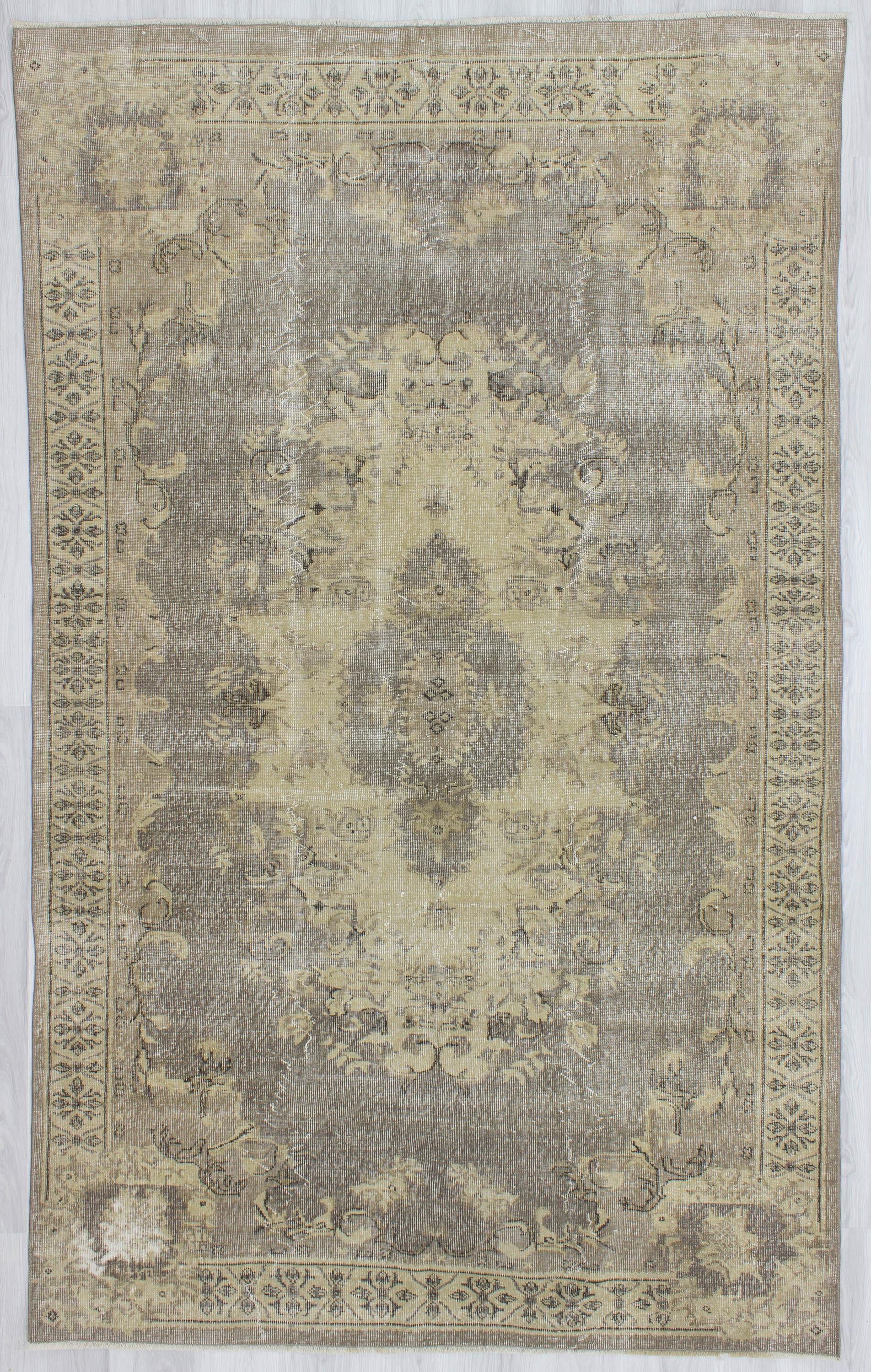 Distressed Washed Out Turkish Oushak Rug