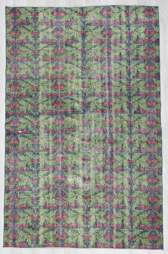 Floral Vintage Turkish Green Deco Rug