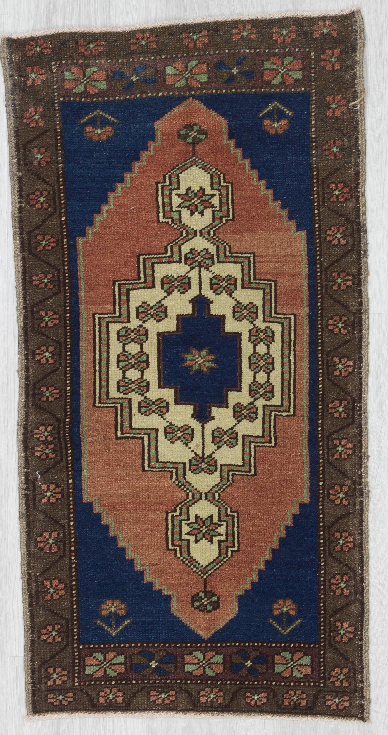 Handknotted Vintage Mini Turkish Carpet
