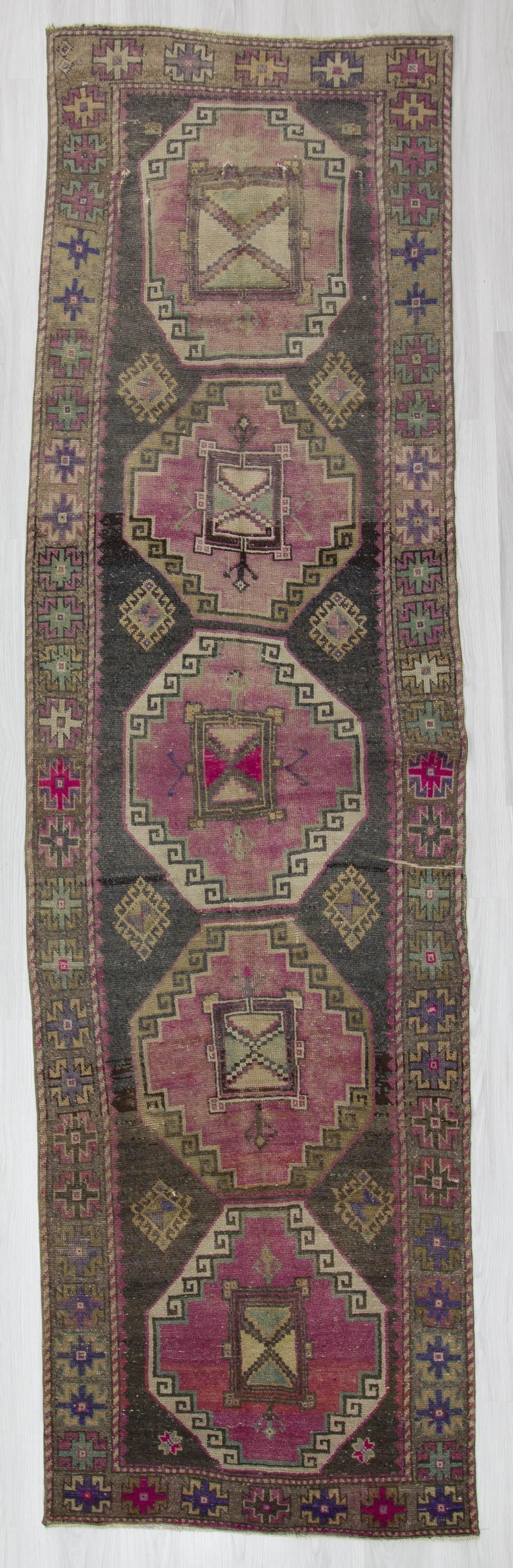 Handknotted Vintage Turkish Runner Rug