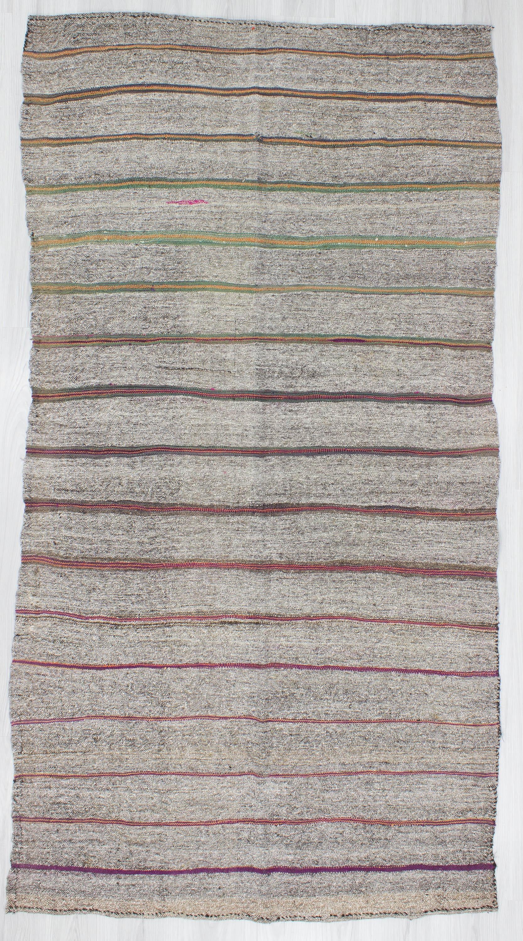 Striped Vintage Gray Kilim Rug