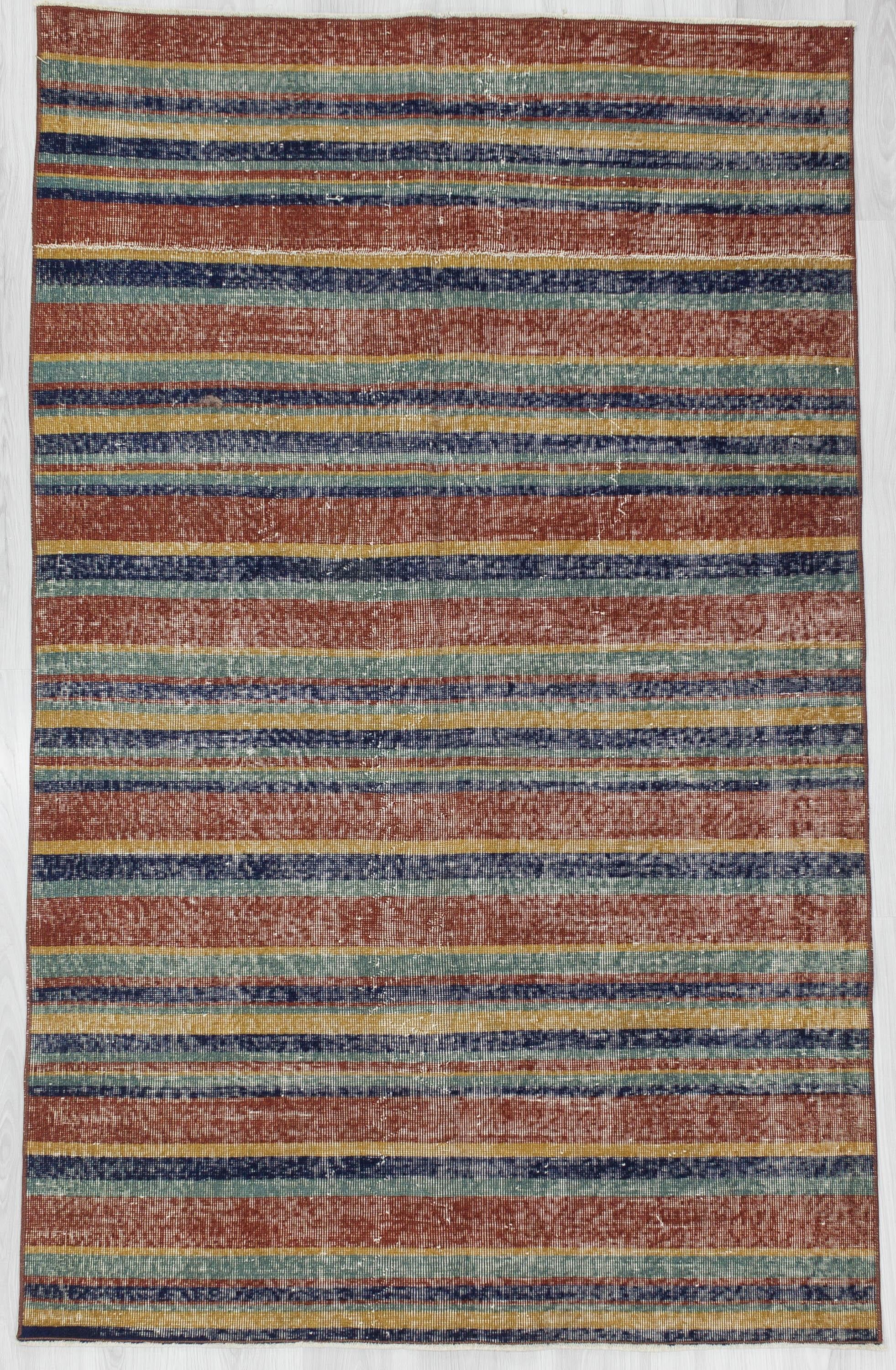 Striped Vintage Turkish Art Deco Rug