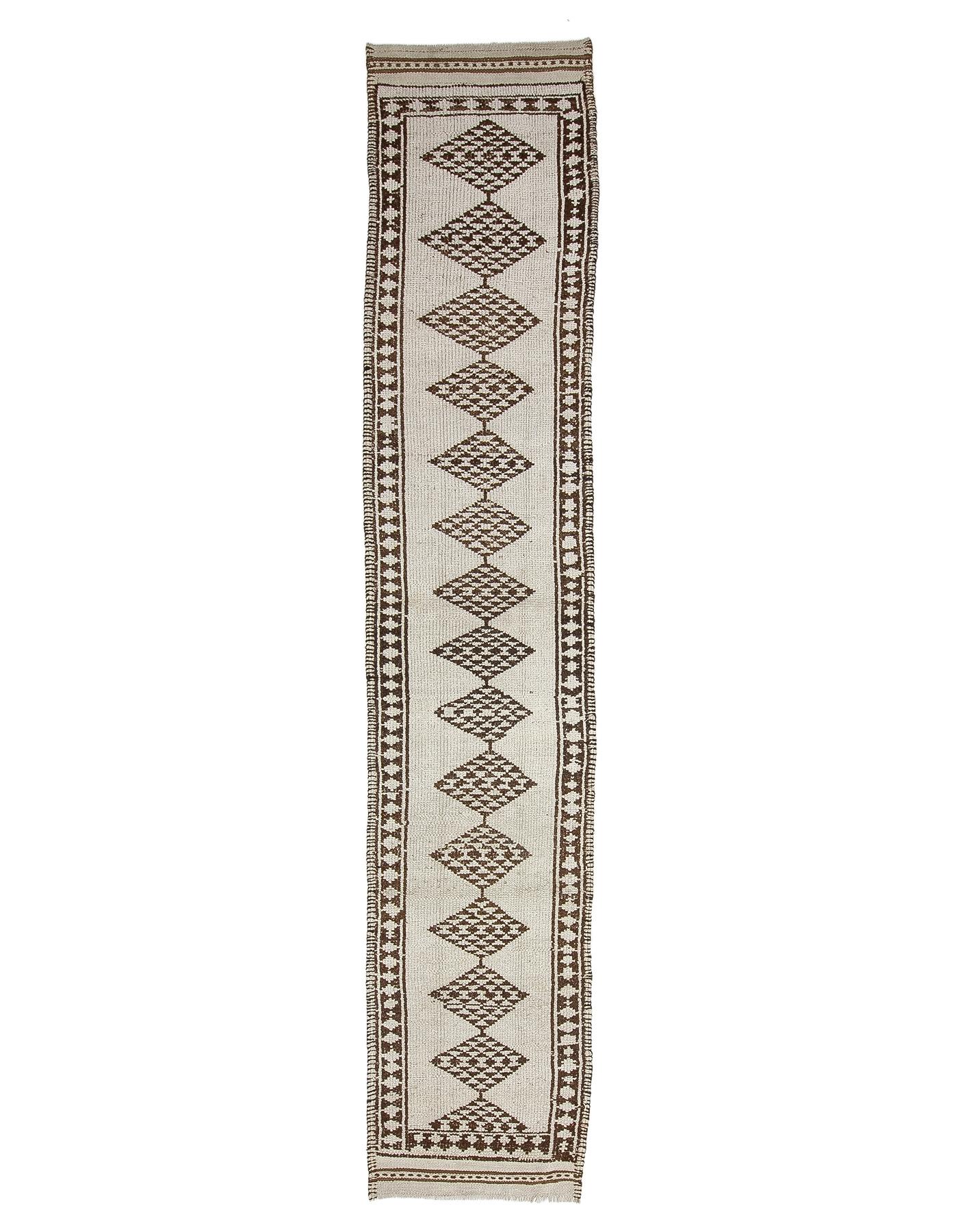 Unique Vintage Neutral Herki Wool Runner - 2`11