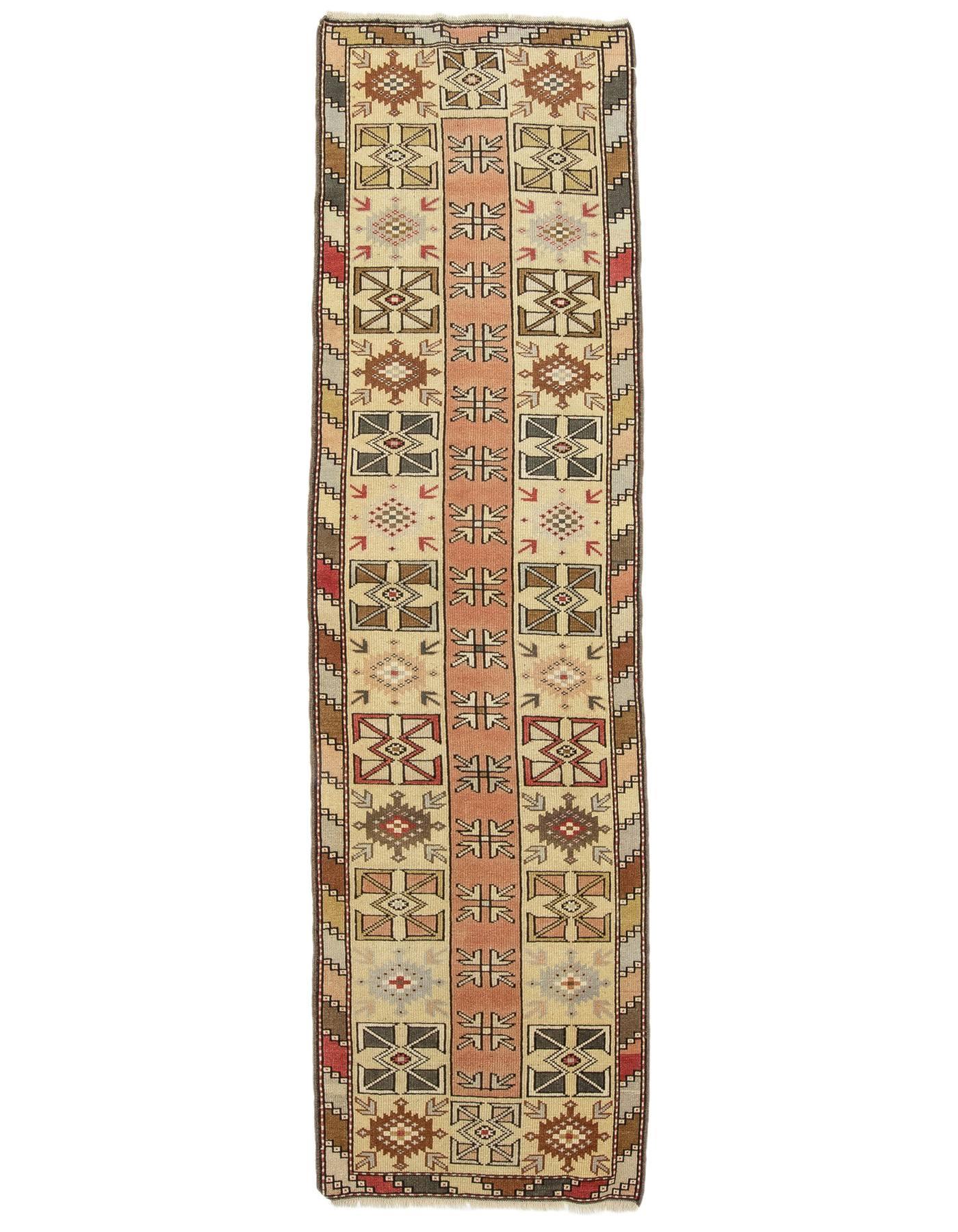 Vintage Decorative Turkish Milas Runner Rug - 2`6