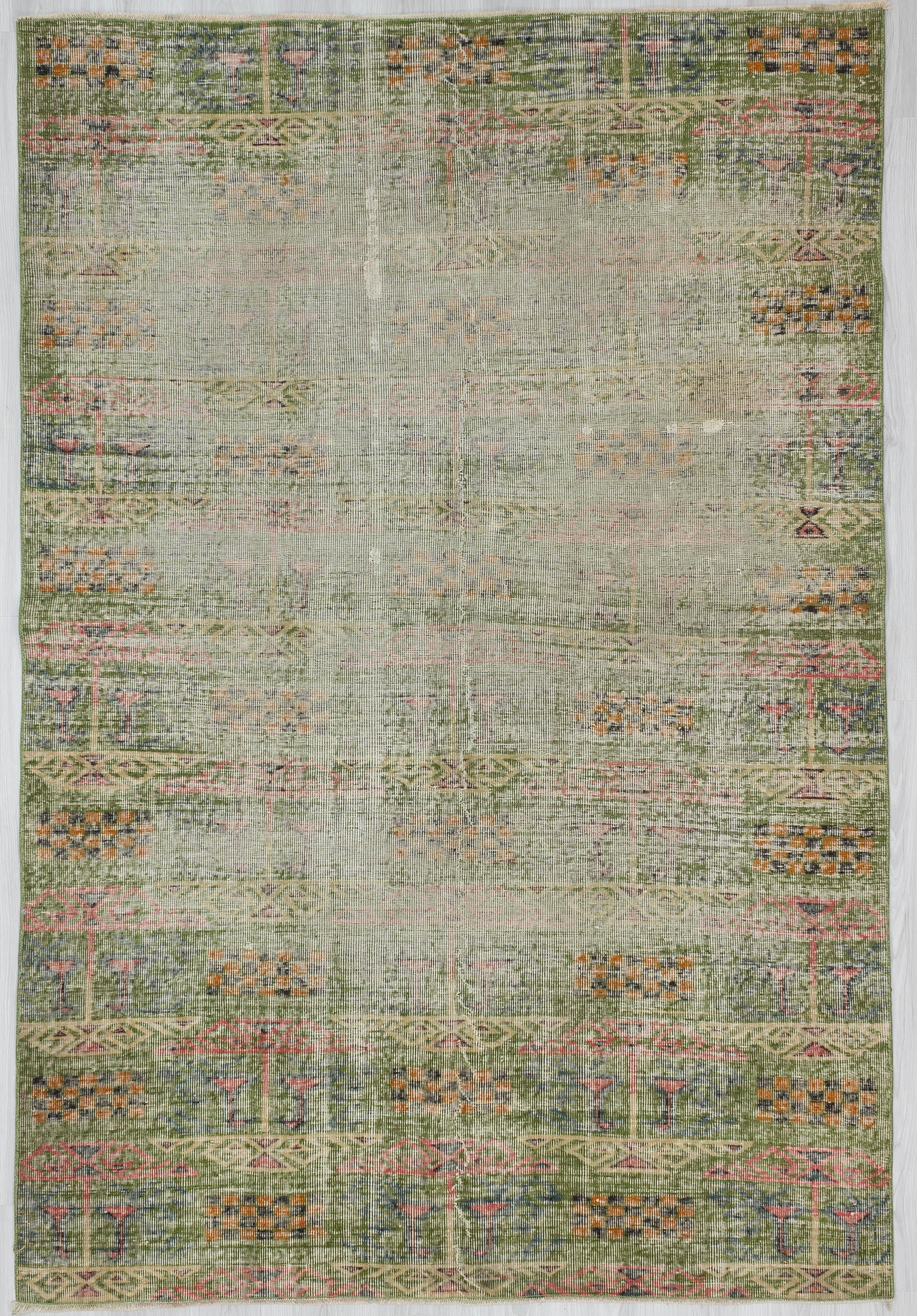 Vintage Green Oushak Rug