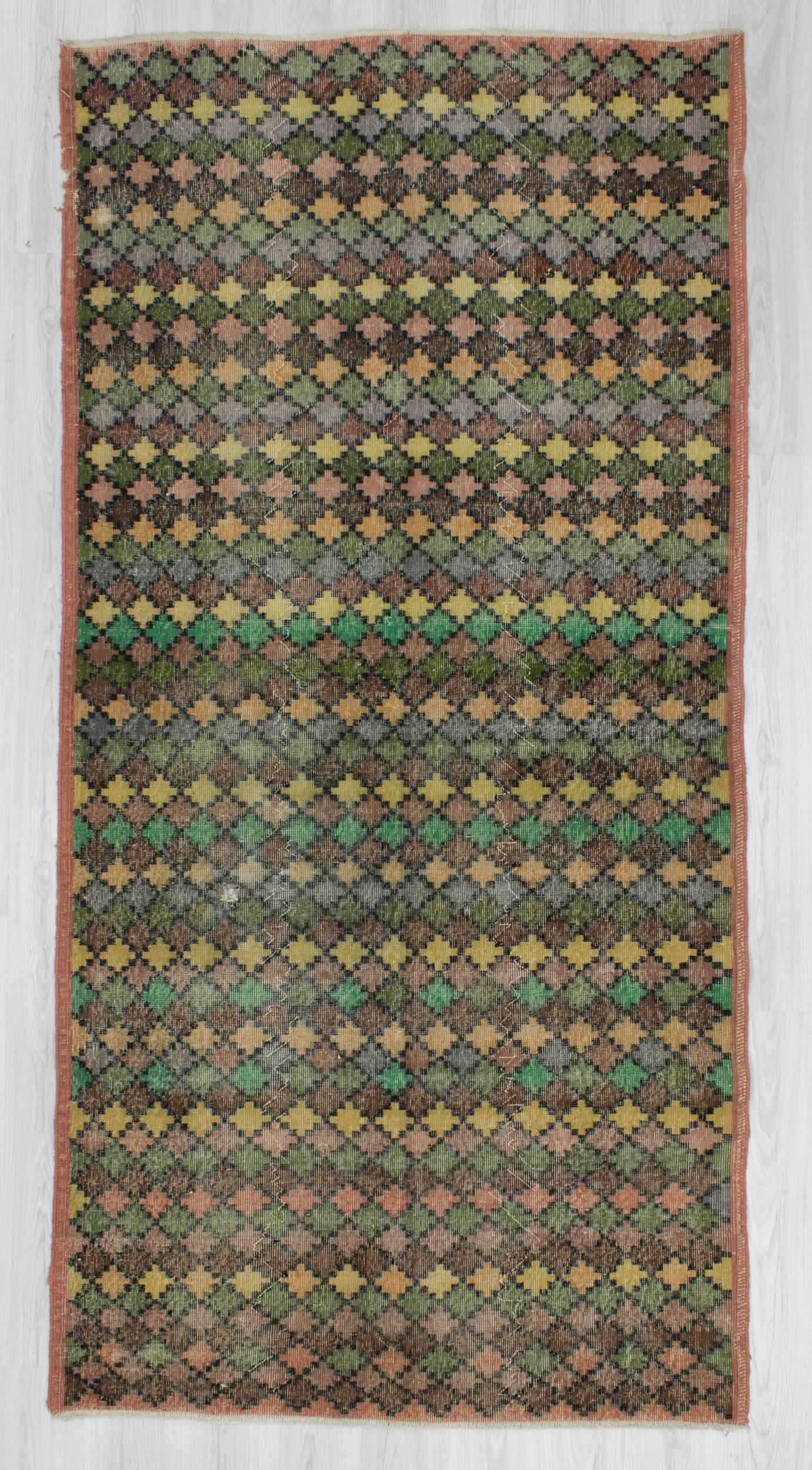 Vintage hand-knotted decorative modern Turkish art deco rug
