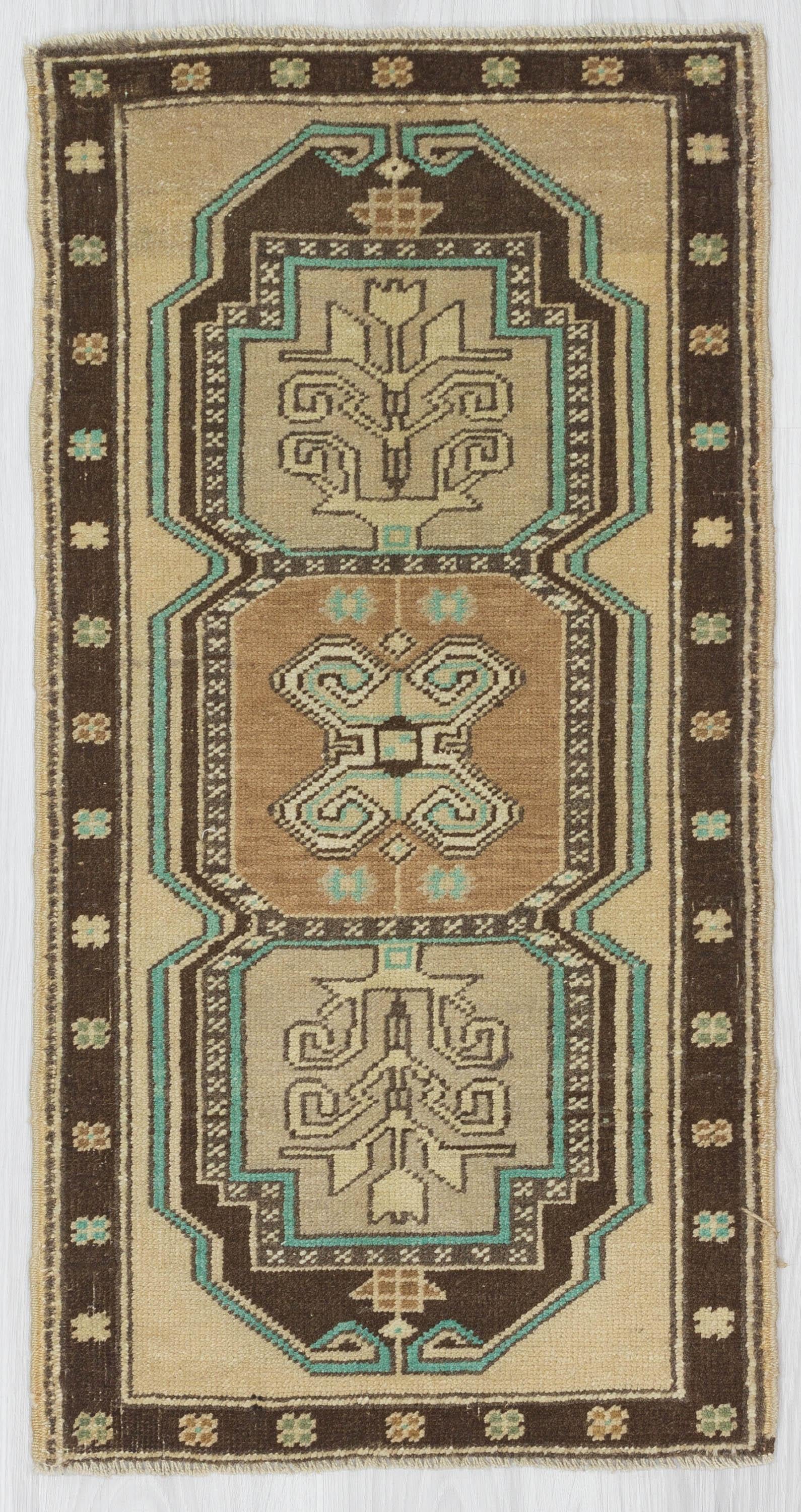 Vintage mini Geometric Turkish Carpet