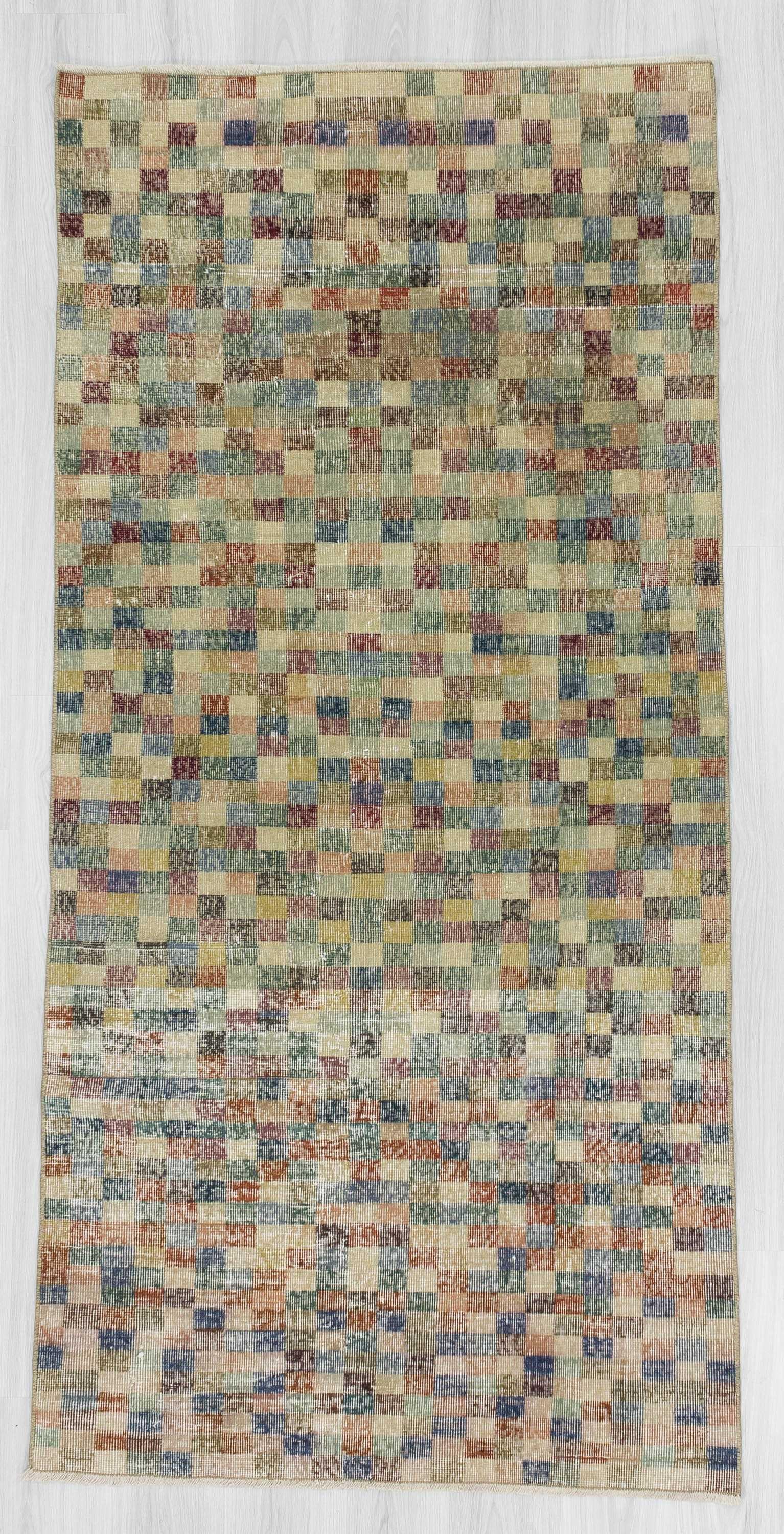 Vintage mosaic designed Turkish deco rug