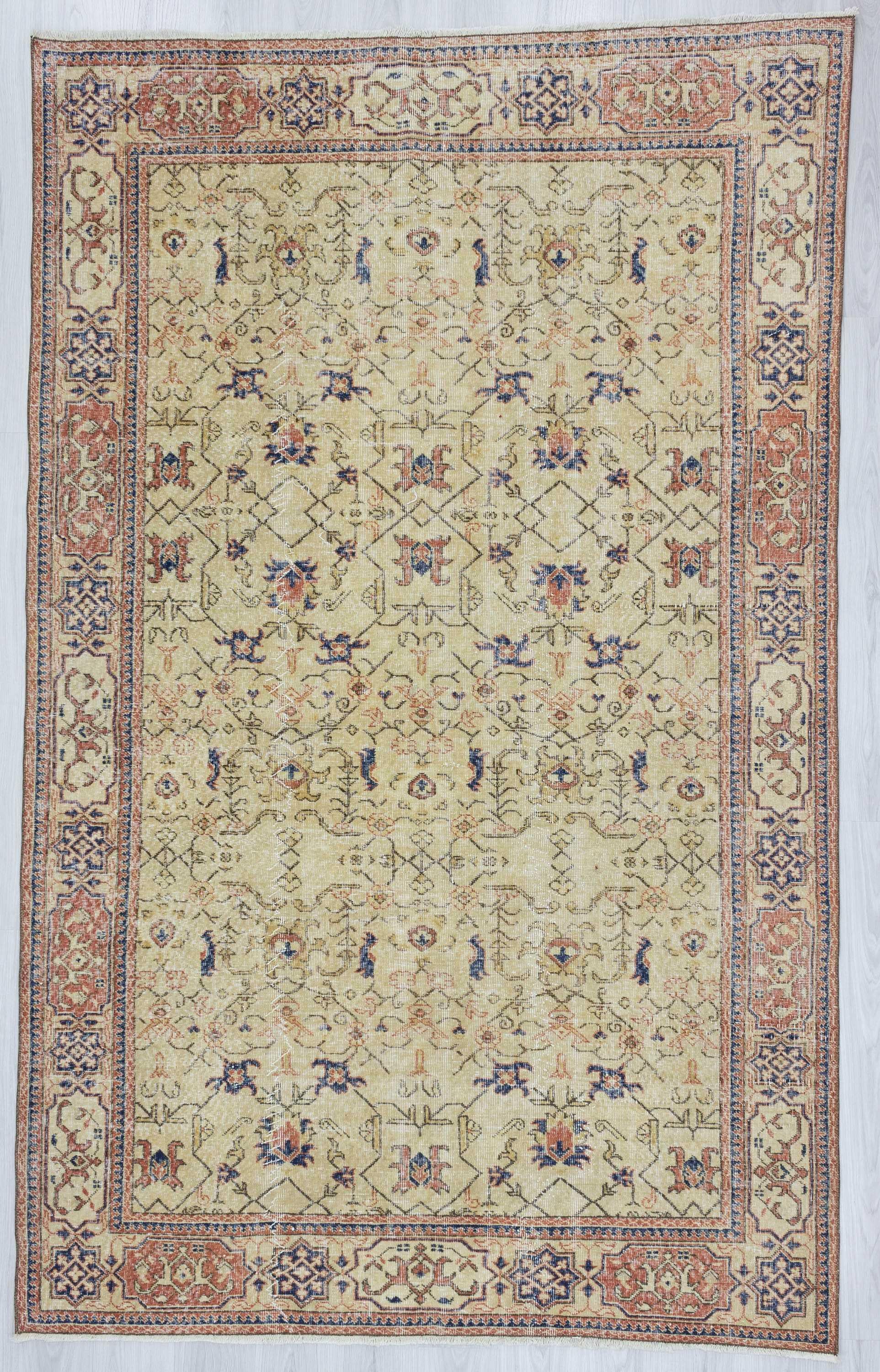 Vintage one of a kind Turkish Oushak rug