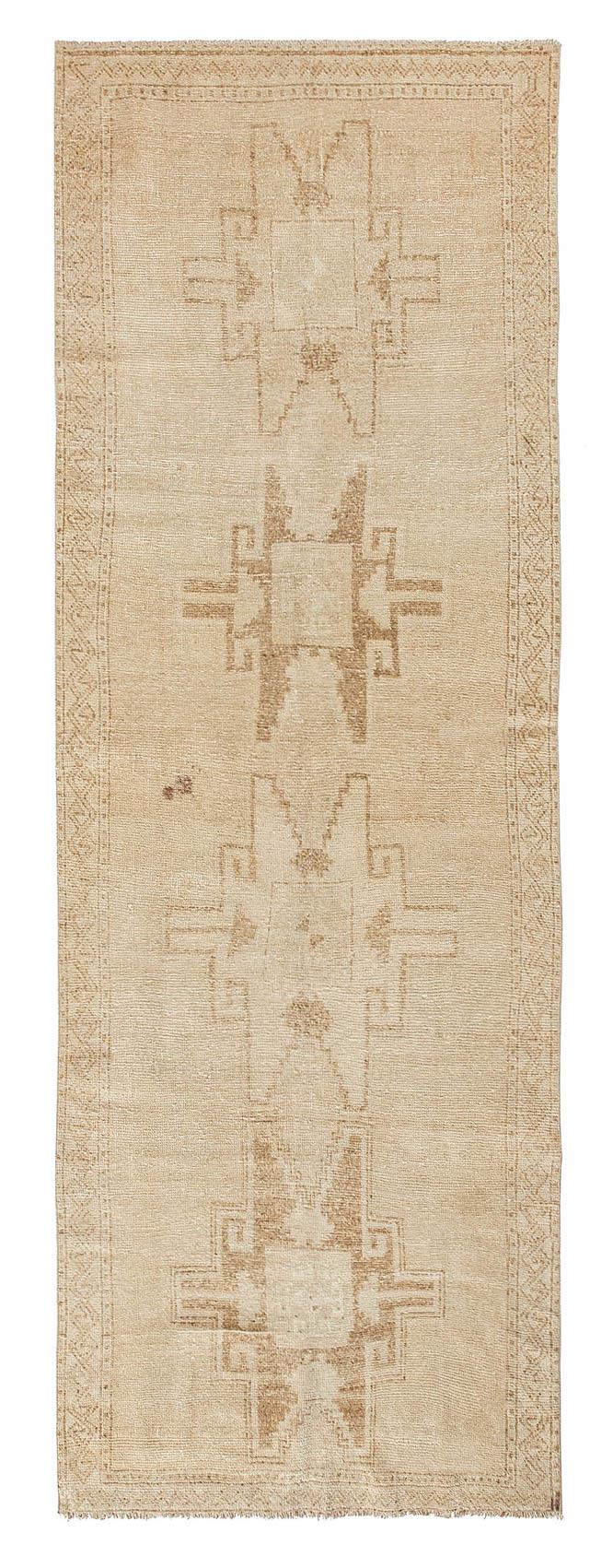 Vintage Washed Out Turkish Runner Rug - 3`11