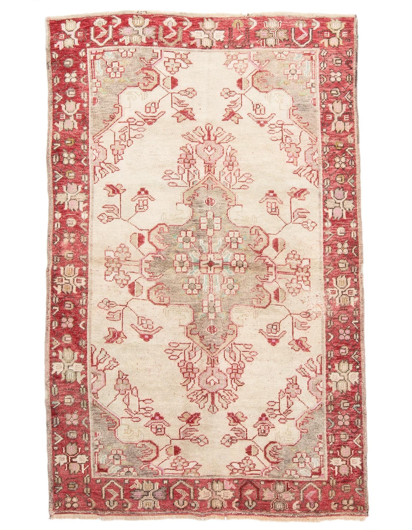 Washed Out Vintage Turkish Anatolian Rug - 4`3