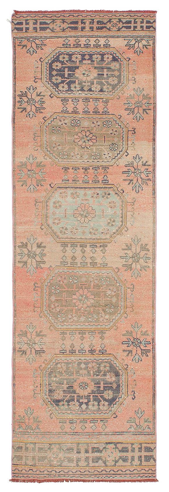 Washed Out Vintage Turkish Runner Rug - 3`1