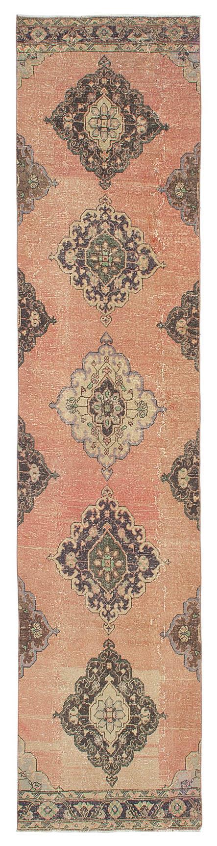 Washed Out Vintage Turkish Runner Rug - 2`11