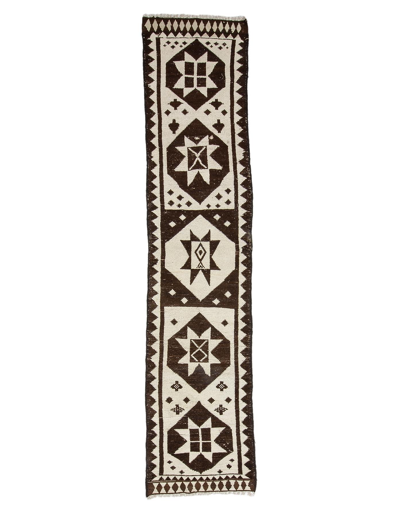 White & Brown Natural Modern Runner Rug - 2`11