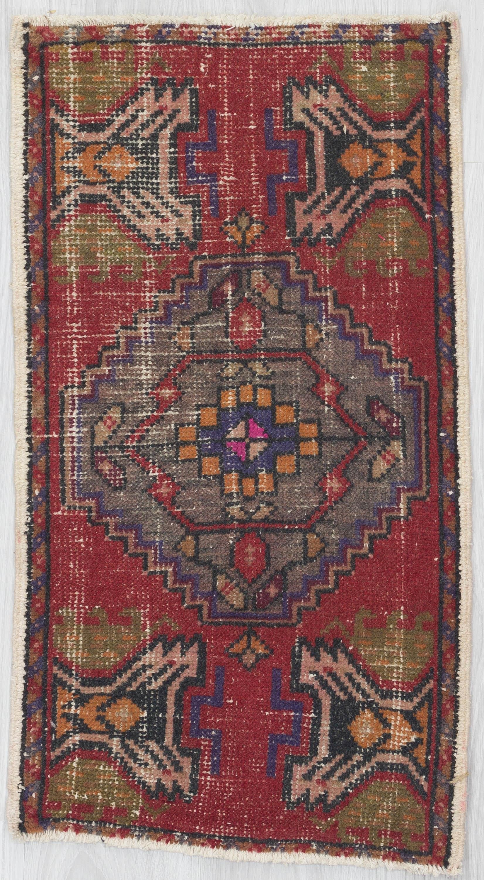 Worn Out Vintage Mini Turkish Anatolian Rug