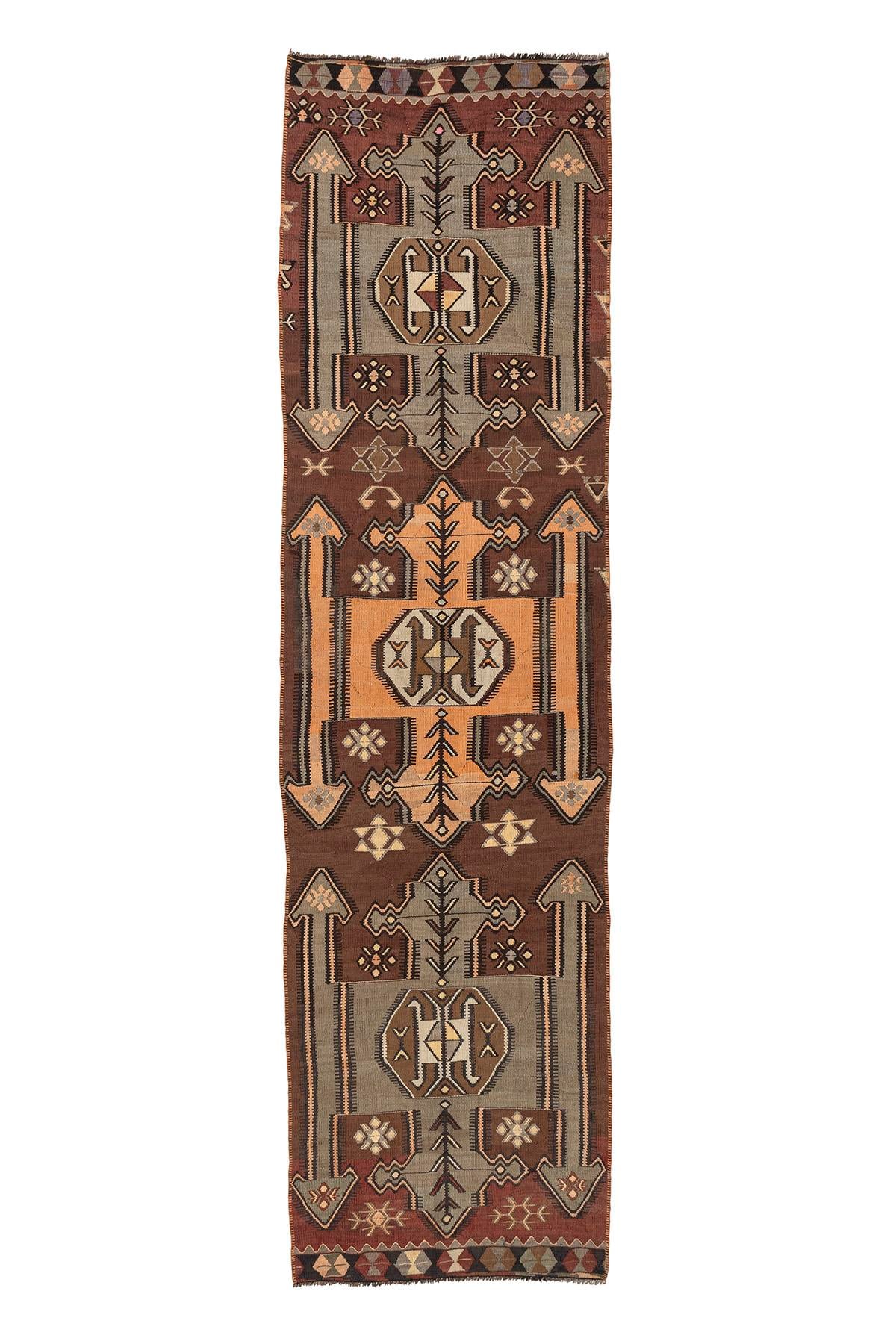 Sivas Kilim Rug (2.5 x 6.6 ft) | KILIM WHOLESALE - Vintage Handmade Pillows - Vintage Handmade Kilim Rugs - It is 100% wool. Artistic and historical rugs. Old handwoven rugs. - Online hand woven rugs and kilim cushions sales. Shipping to all ove