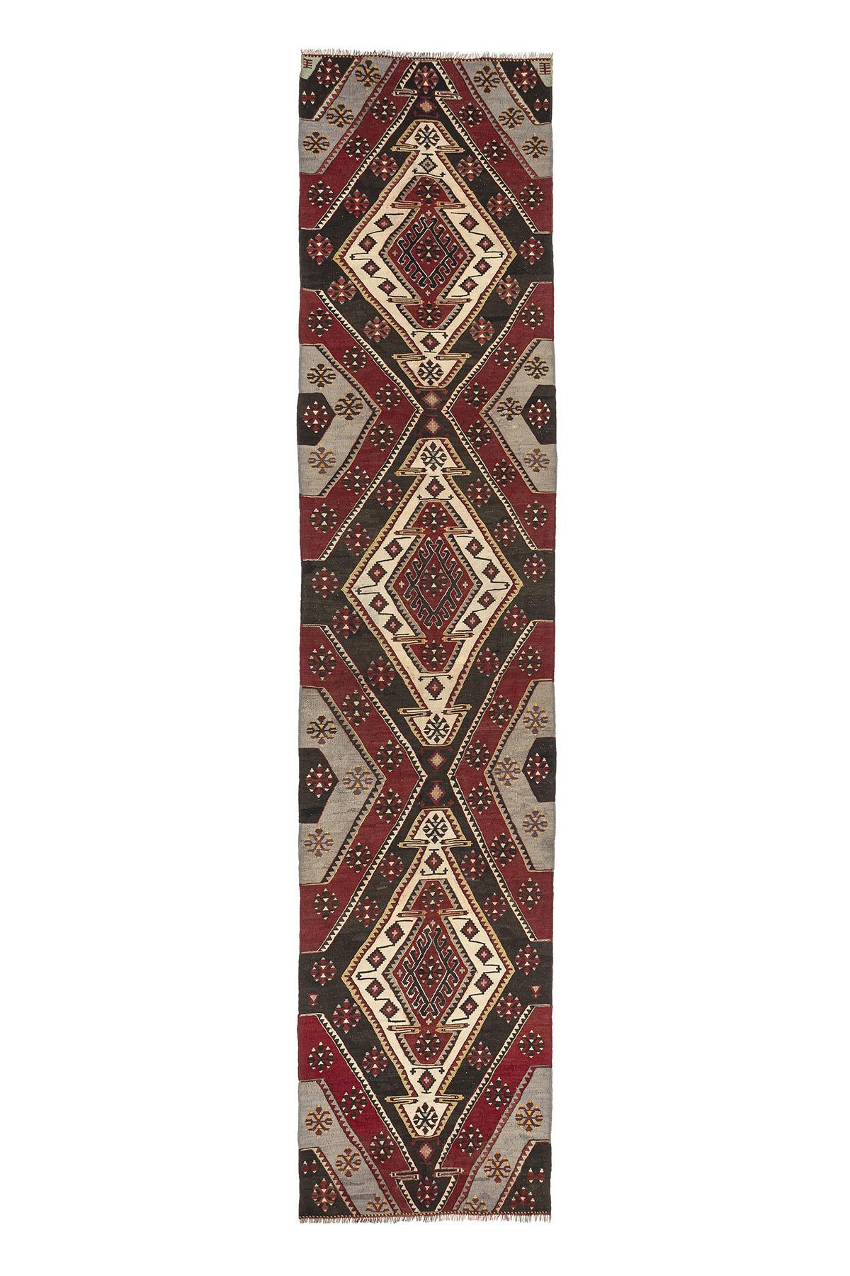Sivas Kilim Rug (2.5 x 6.6 ft) | KILIM WHOLESALE - Vintage Handmade Pillows - Vintage Handmade Kilim Rugs - It is 100% wool. Artistic and historical rugs. Old handwoven rugs. - Online hand woven rugs and kilim cushions sales. Shipping to all ove