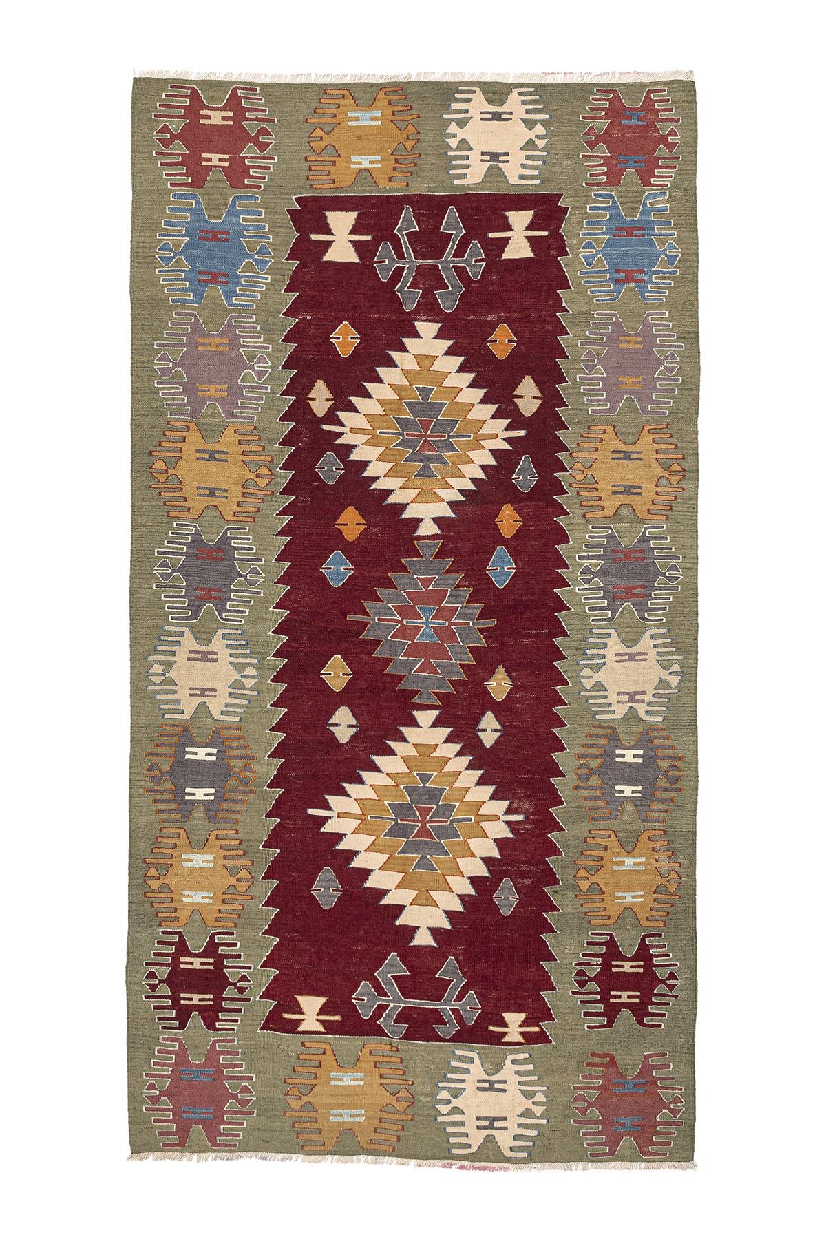 Sivas Kilim Rug (2.5 x 6.6 ft) | KILIM WHOLESALE - Vintage Handmade Pillows - Vintage Handmade Kilim Rugs - It is 100% wool. Artistic and historical rugs. Old handwoven rugs. - Online hand woven rugs and kilim cushions sales. Shipping to all ove