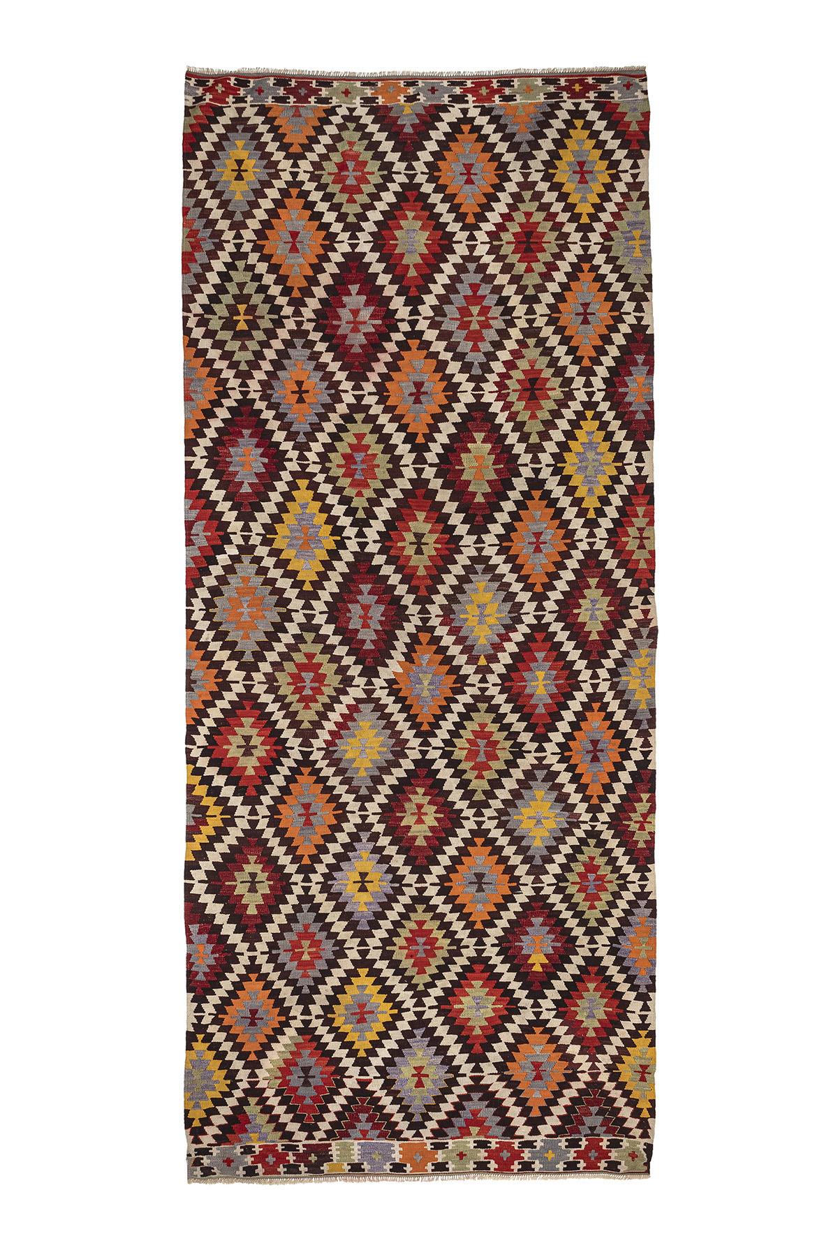 Sivas Kilim Rug (2.5 x 6.6 ft) | KILIM WHOLESALE - Vintage Handmade Pillows - Vintage Handmade Kilim Rugs - It is 100% wool. Artistic and historical rugs. Old handwoven rugs. - Online hand woven rugs and kilim cushions sales. Shipping to all ove